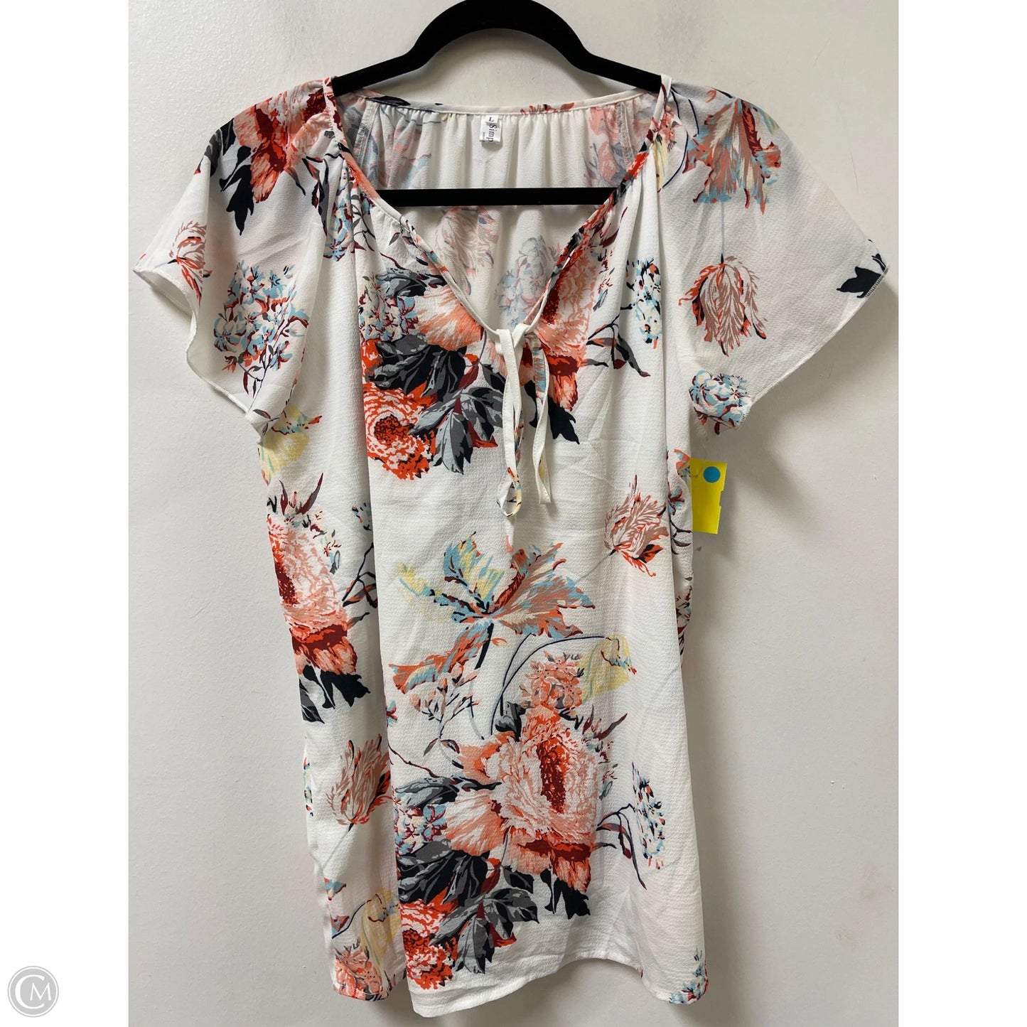 Top Short Sleeve By Clothes Mentor In Floral Print, Size: L