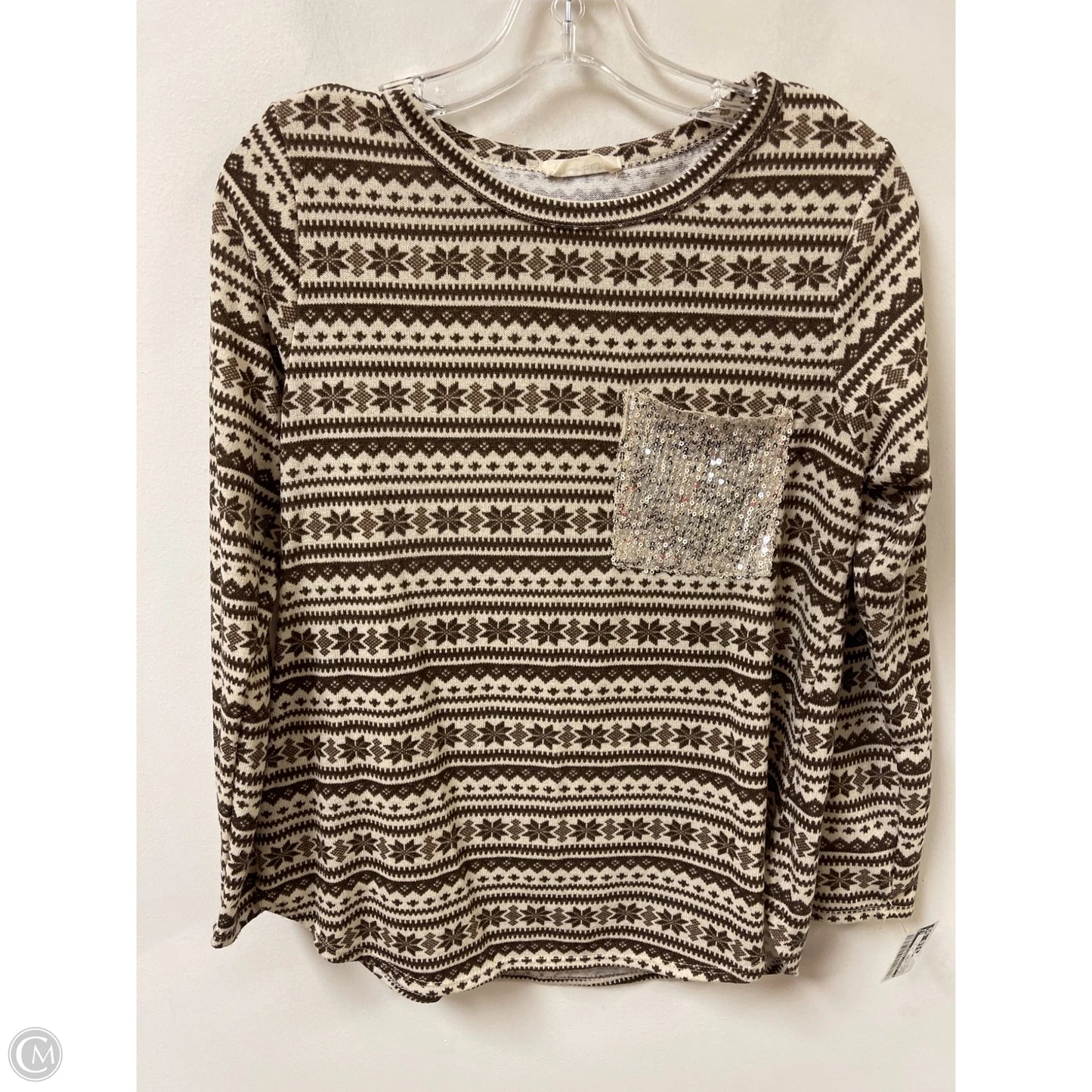 Top Long Sleeve By Clothes Mentor In Brown & Cream, Size: M