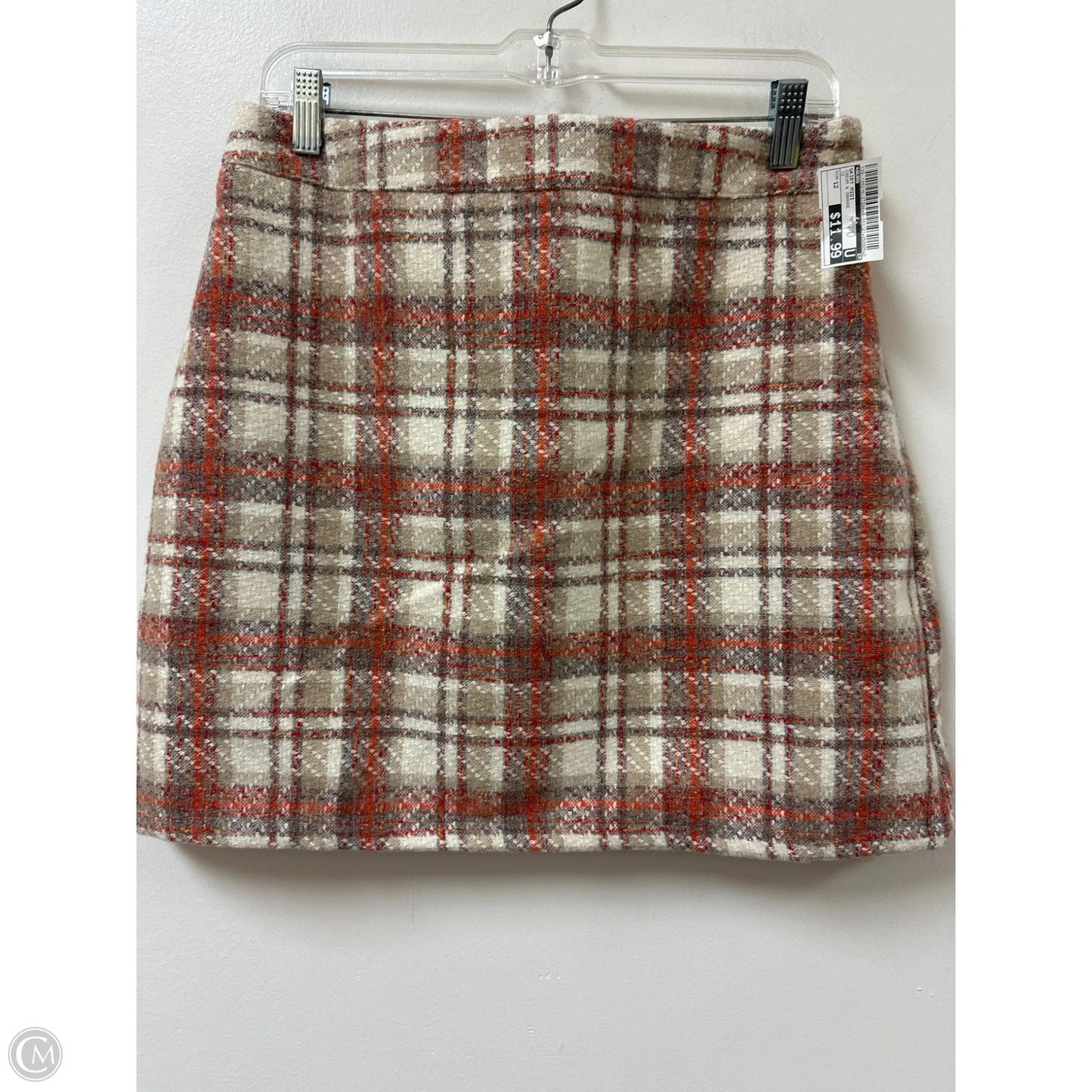 Skirt Midi By Aura In Cream & Orange, Size: 12