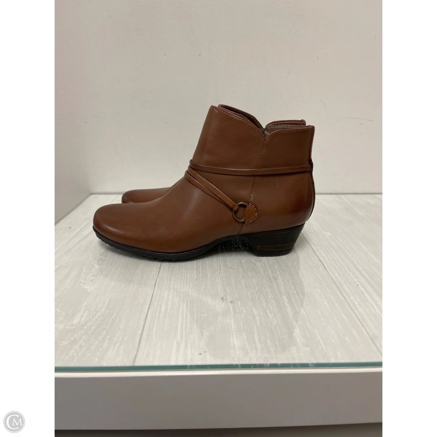 Boots Ankle Heels By Abeo In Brown, Size: 7