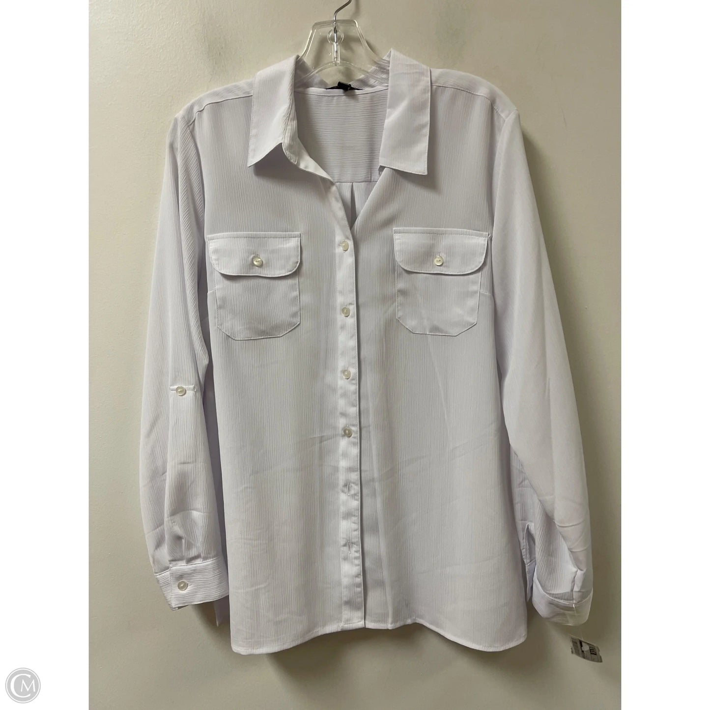 Blouse Long Sleeve By Elementz In White, Size: L