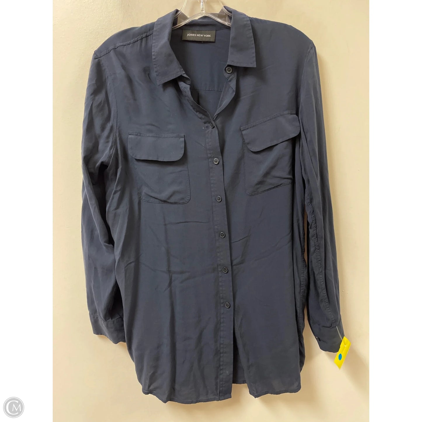 Blouse Long Sleeve By Jones New York In Navy, Size: L