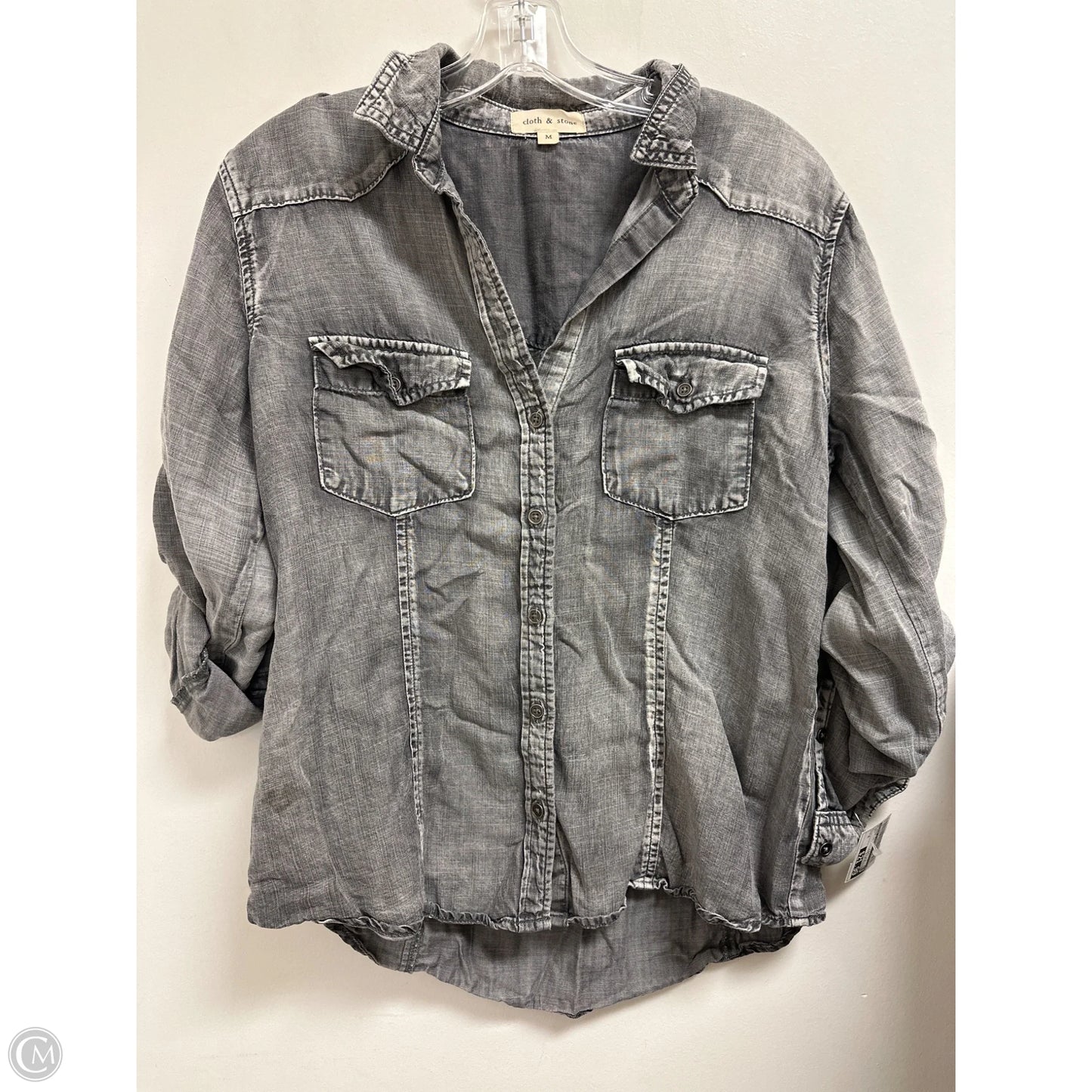 Blouse Long Sleeve By Cloth & Stone In Grey, Size: M