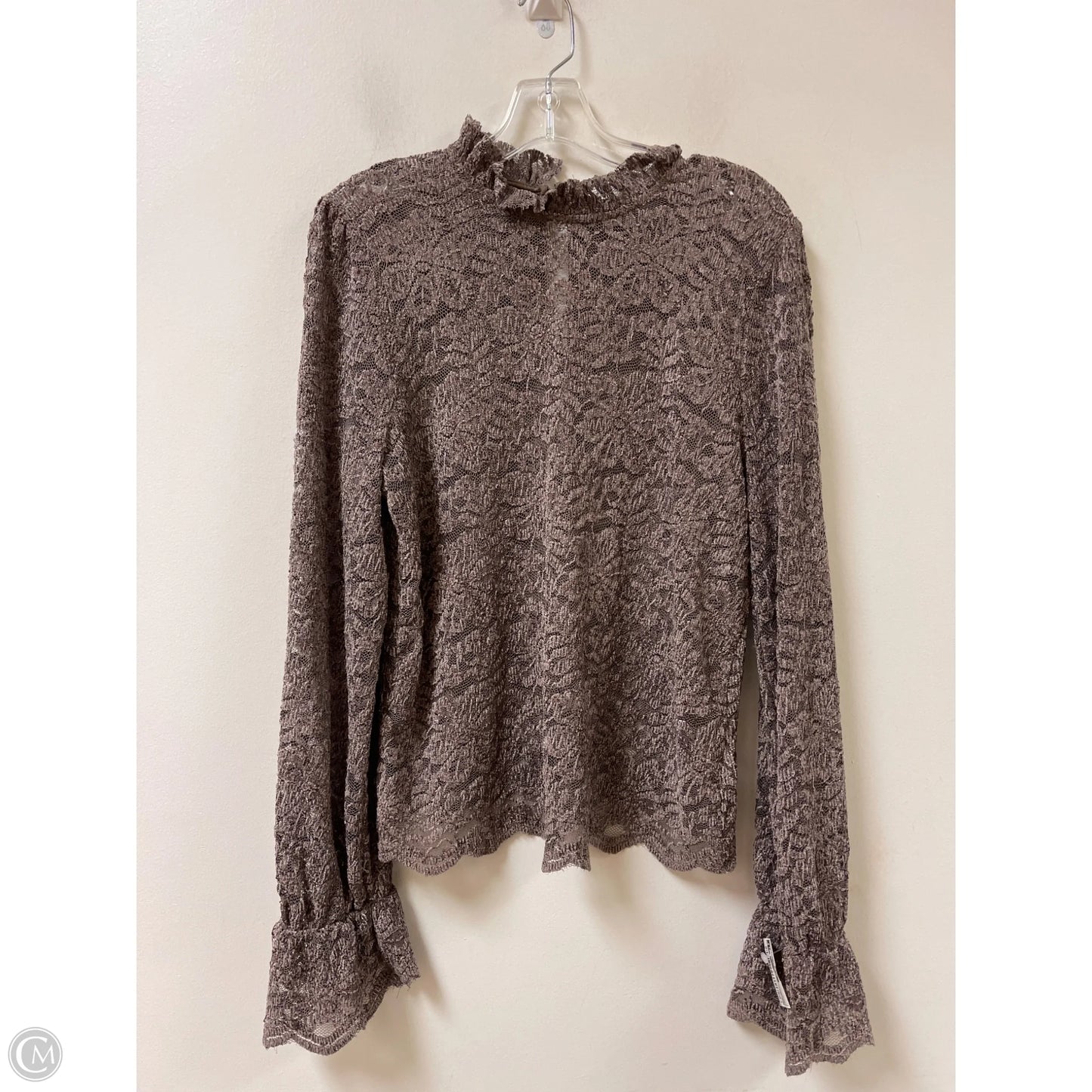 Top Long Sleeve By Eri + Ali In Brown, Size: L
