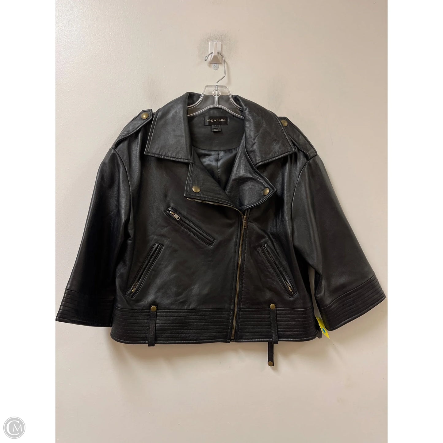 Jacket Moto Leather By Bagatelle In Black, Size: L