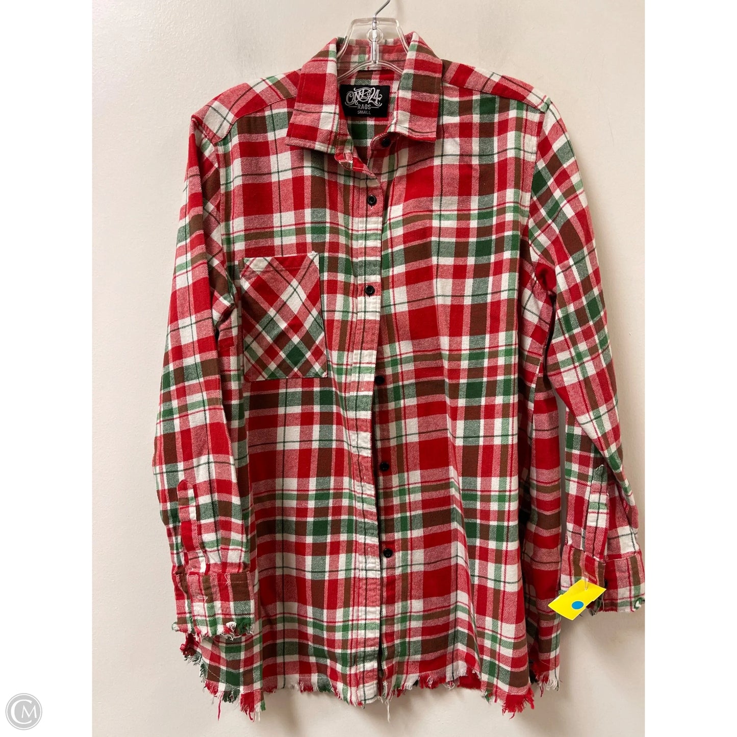 Blouse Long Sleeve By Clothes Mentor In Green & Red, Size: S