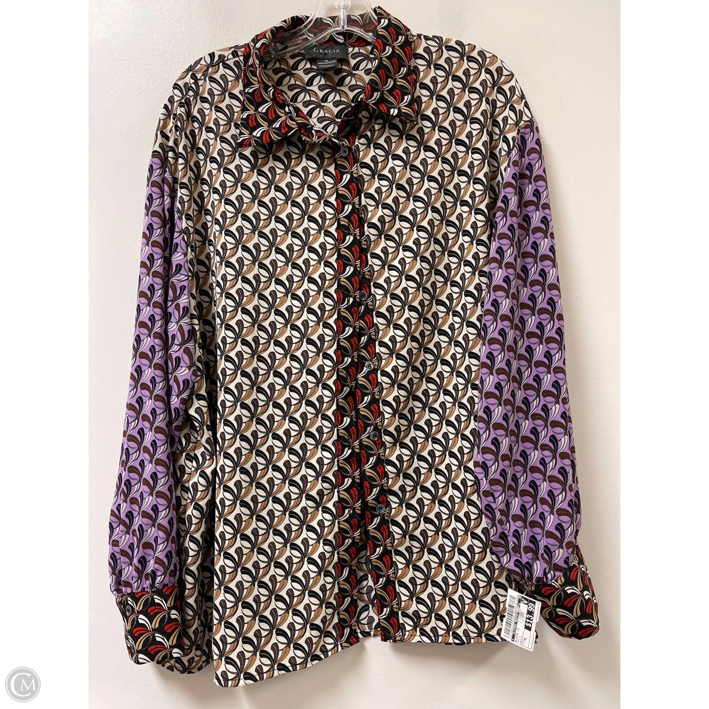 Blouse Long Sleeve By Clothes Mentor In Multi-colored, Size: Xl