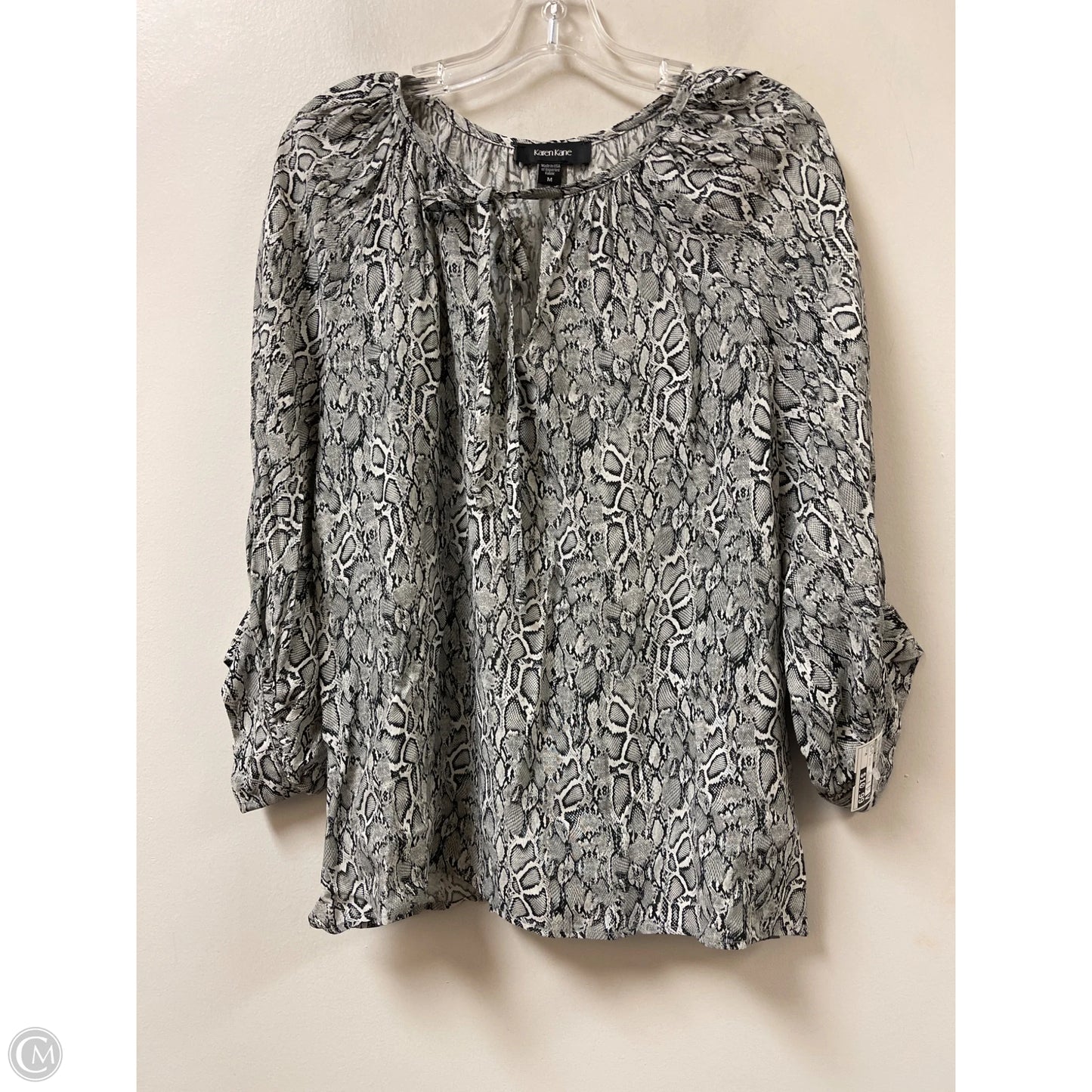 Top Long Sleeve By Karen Kane In Black & White, Size: M