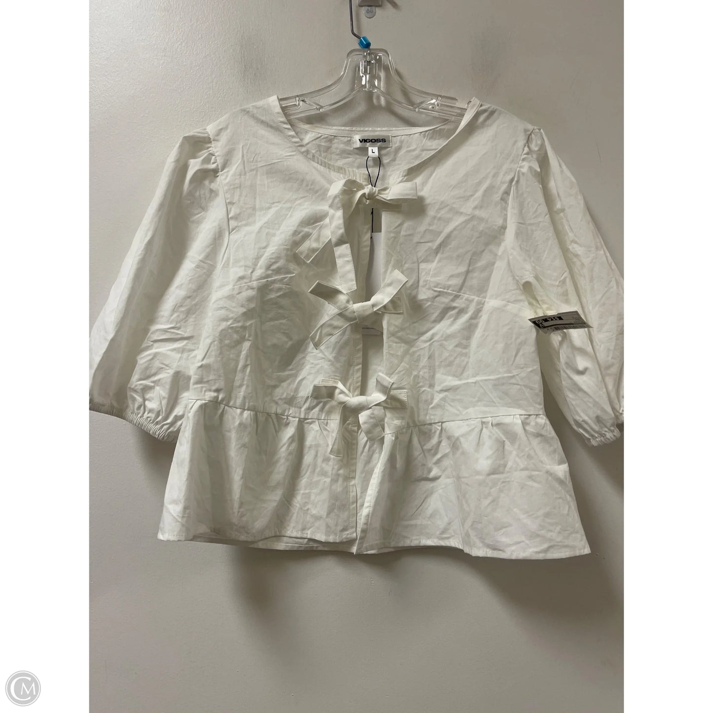 Blouse Short Sleeve By Vigoss In White, Size: L