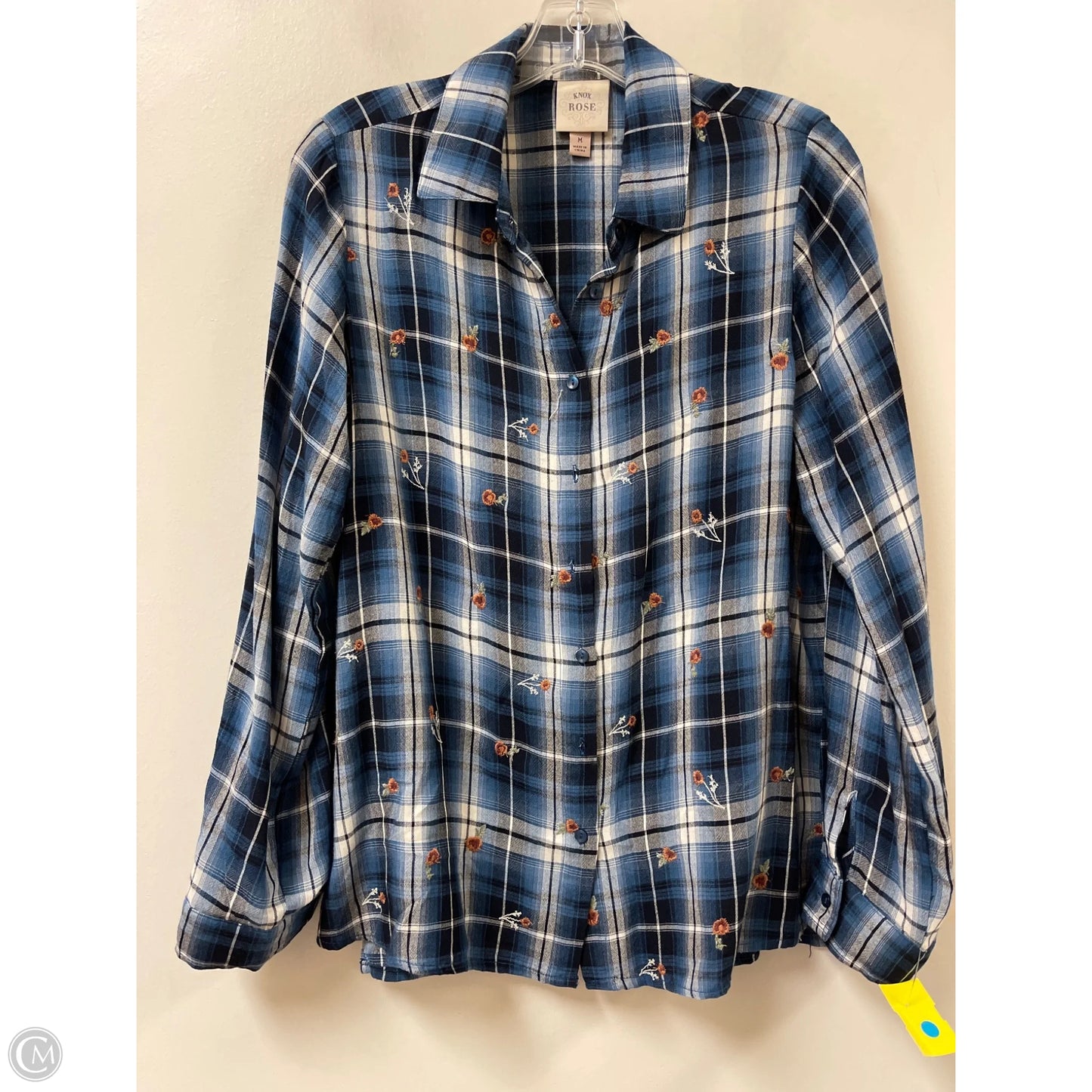 Blouse Long Sleeve By Knox Rose In Blue, Size: M
