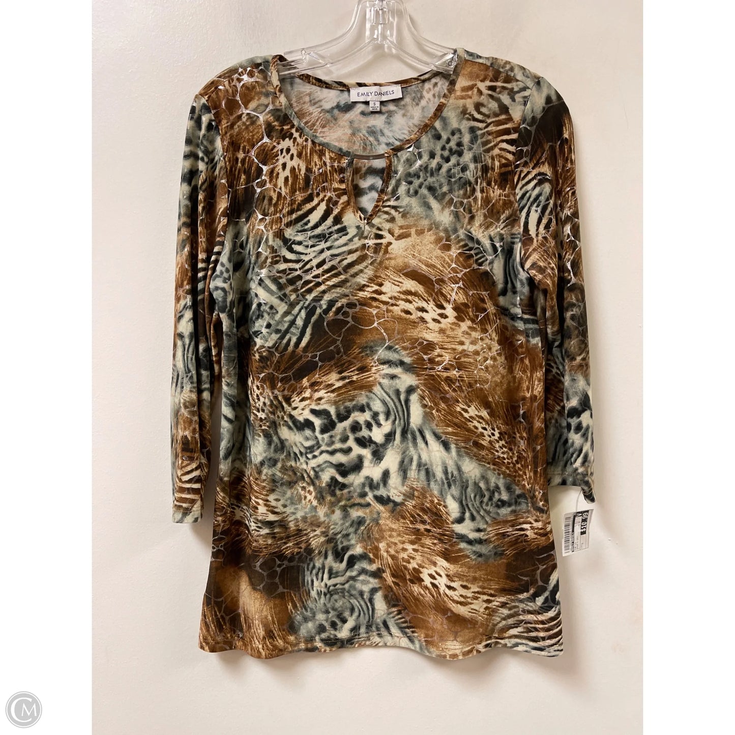Top Long Sleeve By Emily Daniels In Brown & Grey, Size: S