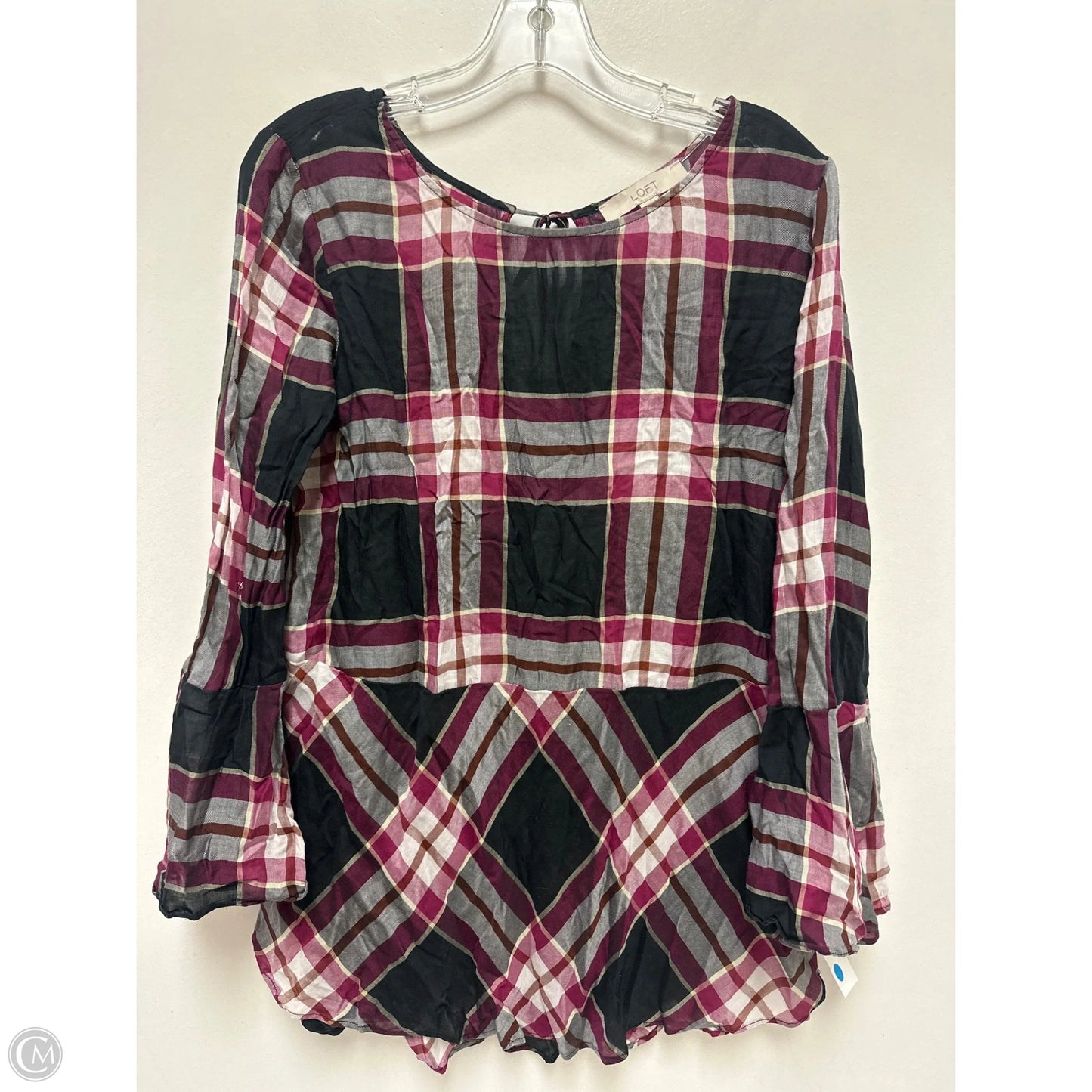 Top Long Sleeve By Loft In Black & Purple, Size: M