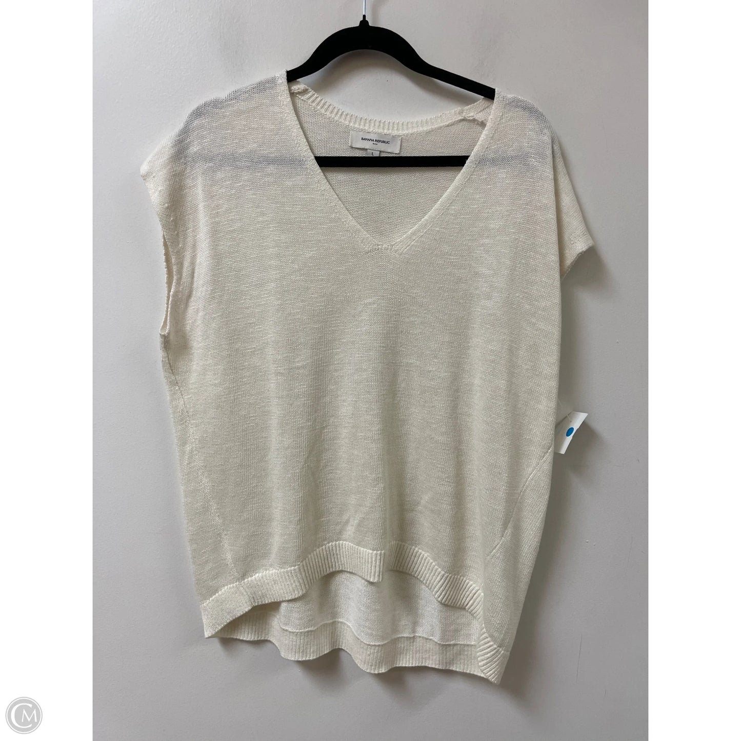 Top Short Sleeve By Banana Republic In Cream, Size: L