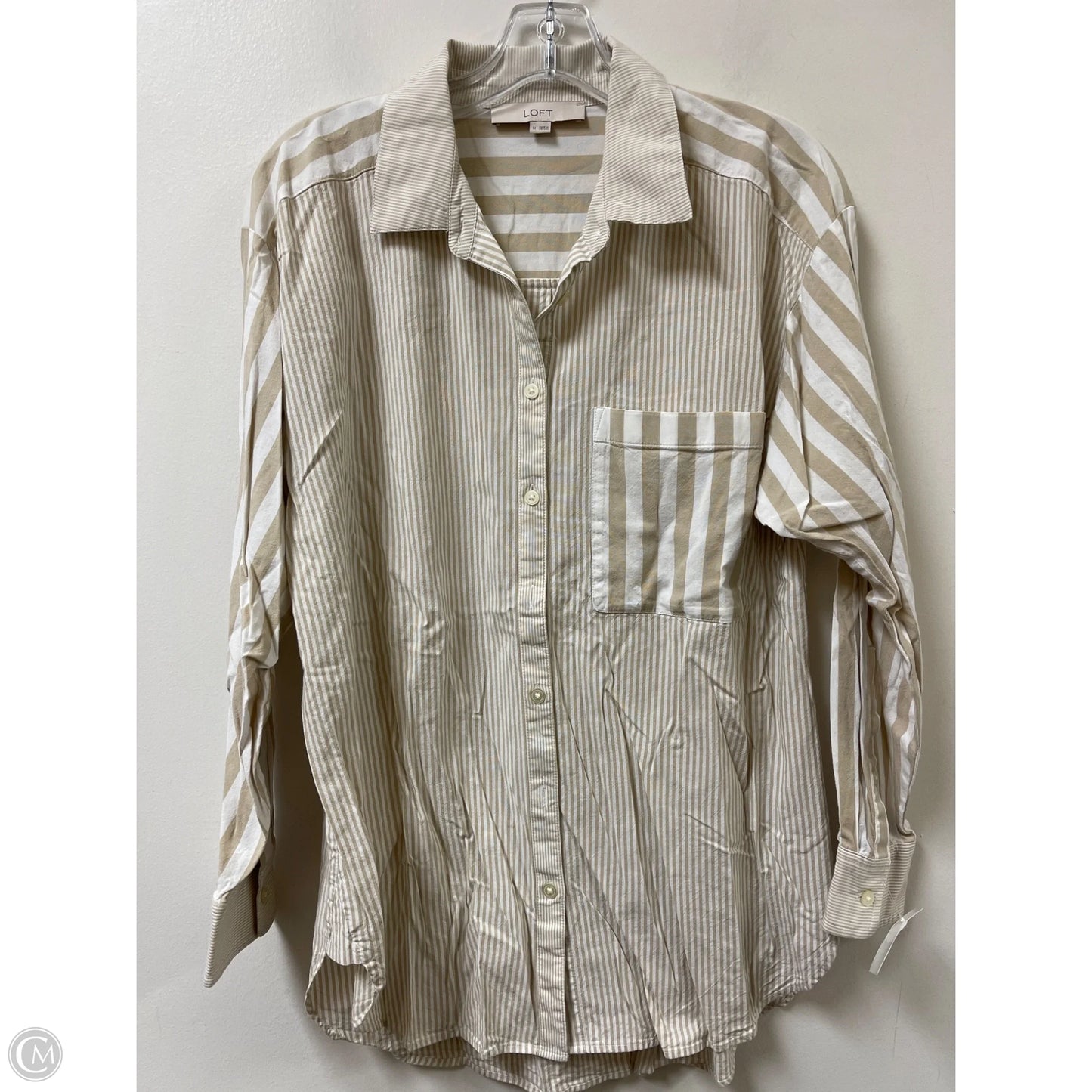 Blouse Long Sleeve By Loft In Cream, Size: M