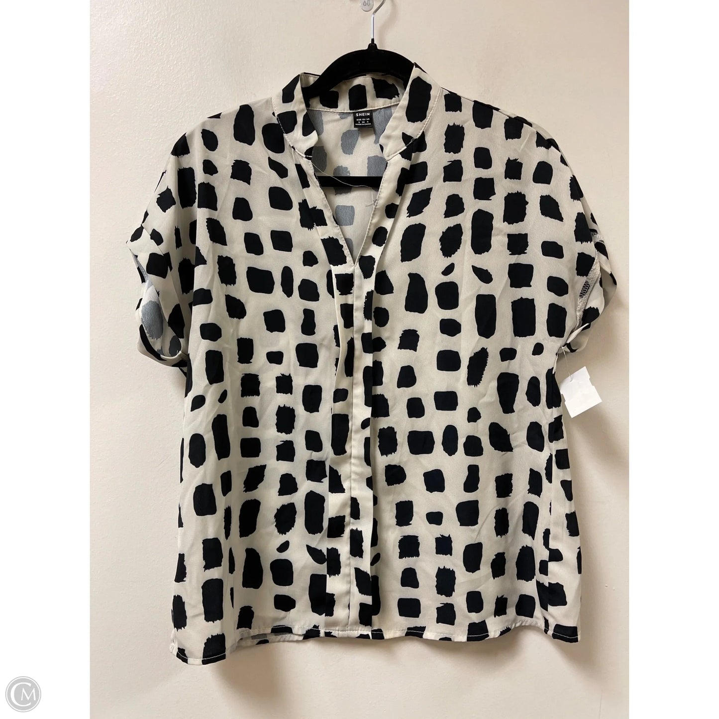 Top Short Sleeve By Shein In Black & Cream, Size: S