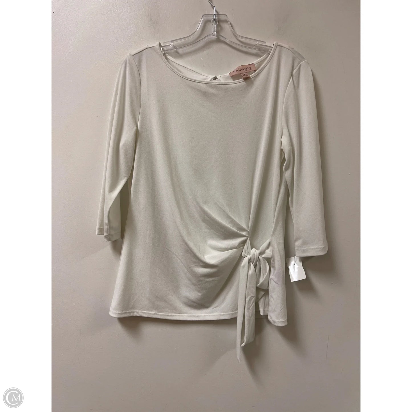Top Long Sleeve By Philosophy In White, Size: M