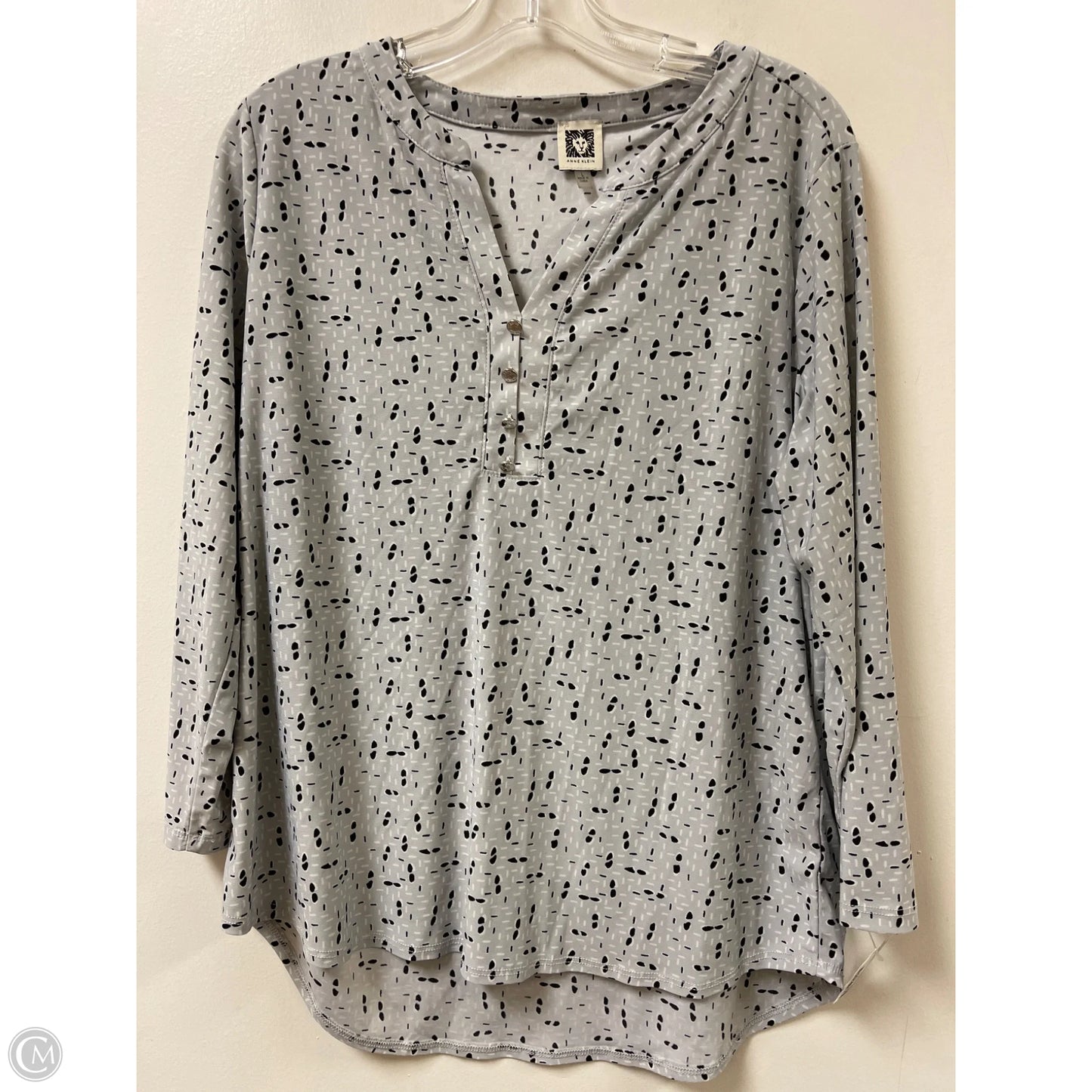Top Long Sleeve By Anne Klein In Grey, Size: L
