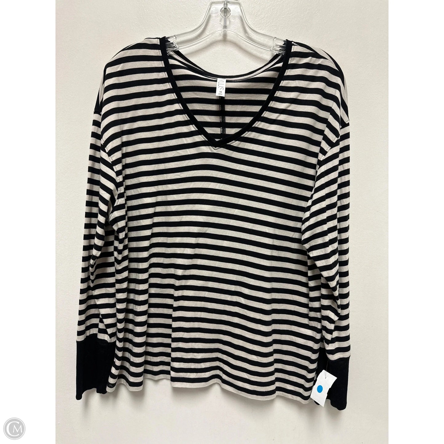 Top Long Sleeve By Stylus In Striped Pattern, Size: 1x