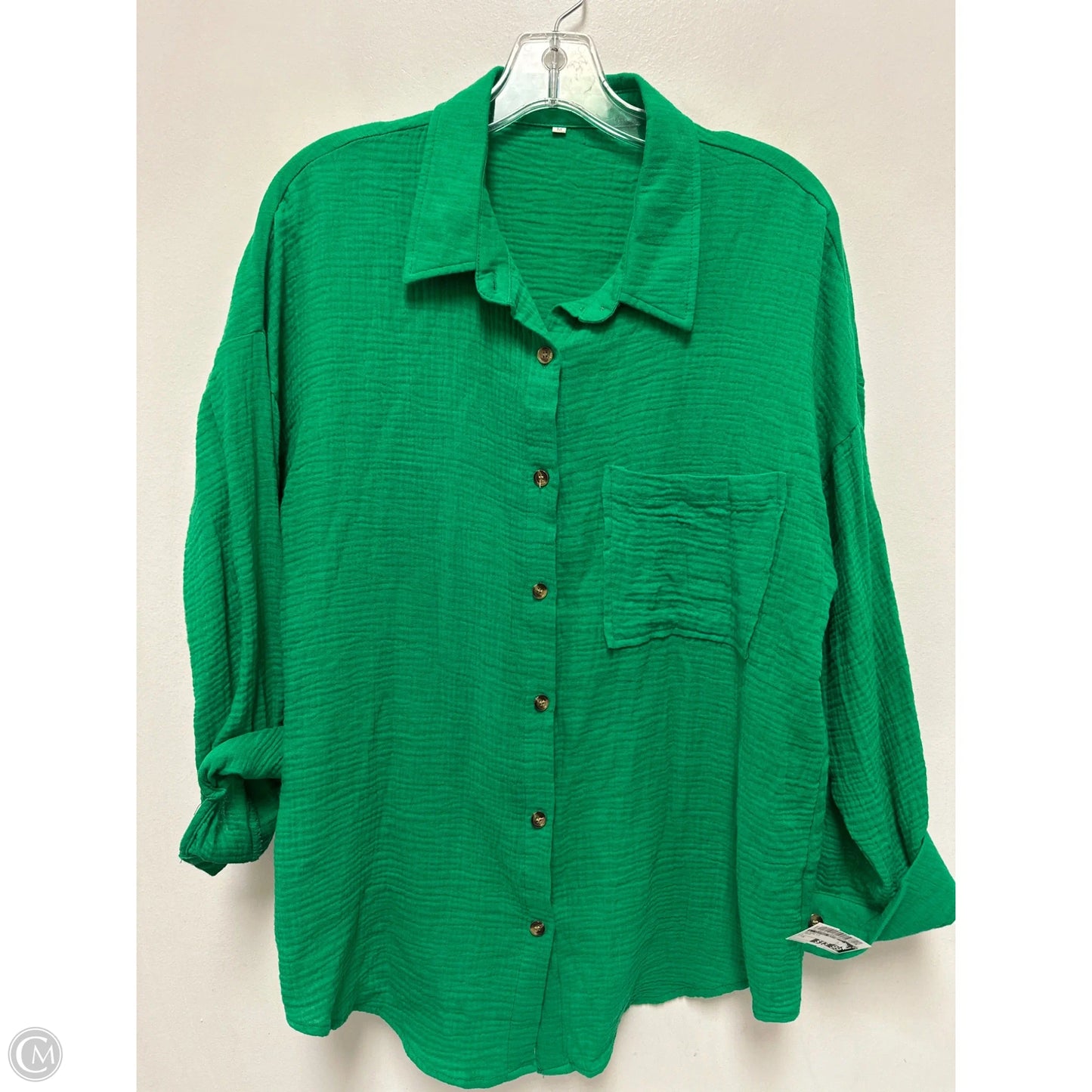 Blouse Long Sleeve By Clothes Mentor In Green, Size: M