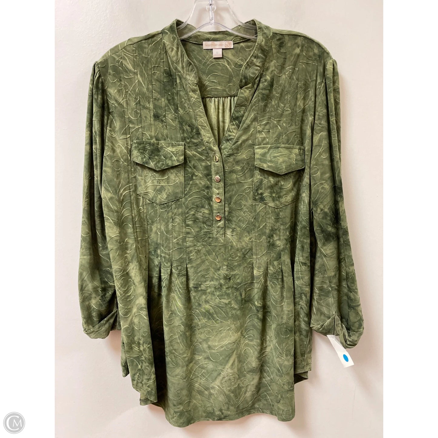 Blouse Long Sleeve By Westport In Green, Size: L