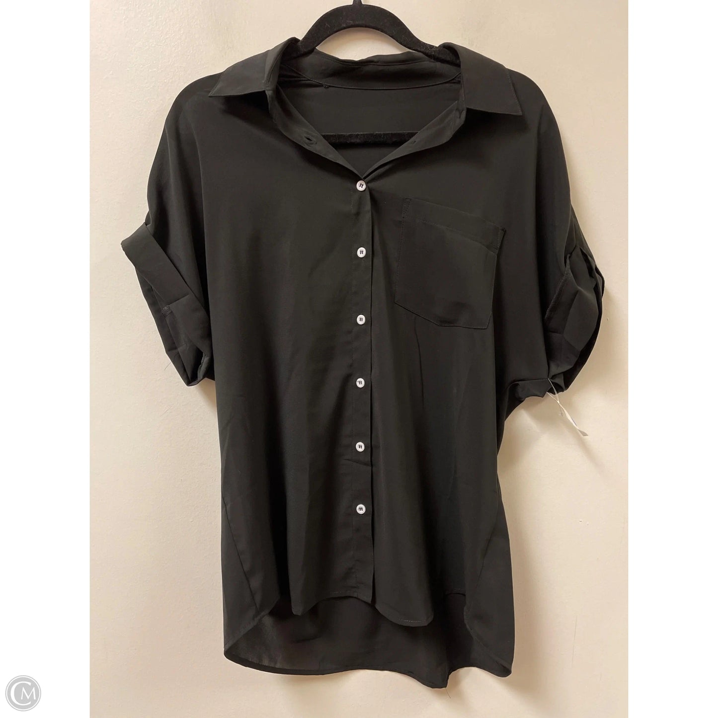 Blouse Short Sleeve By Clothes Mentor In Black, Size: M