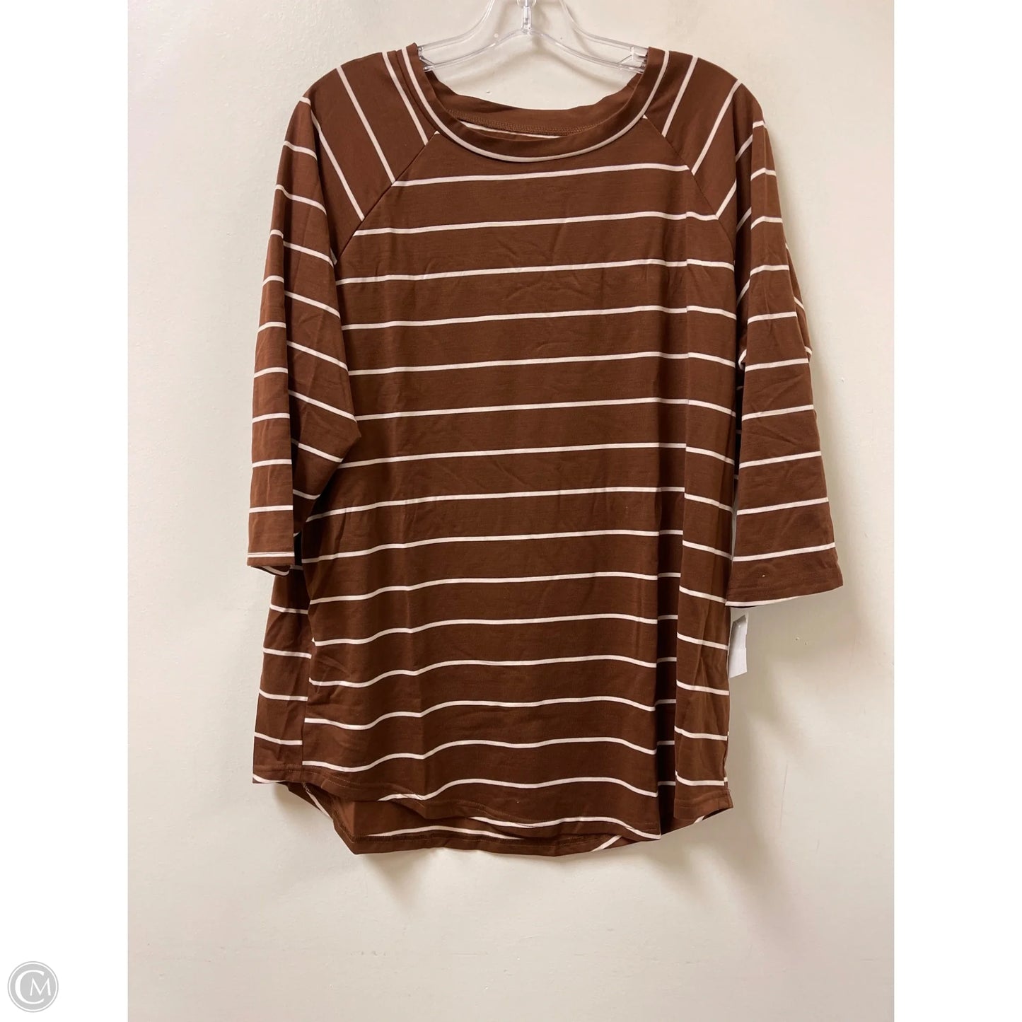Top Long Sleeve By Tickled Teal In Brown, Size: 1x