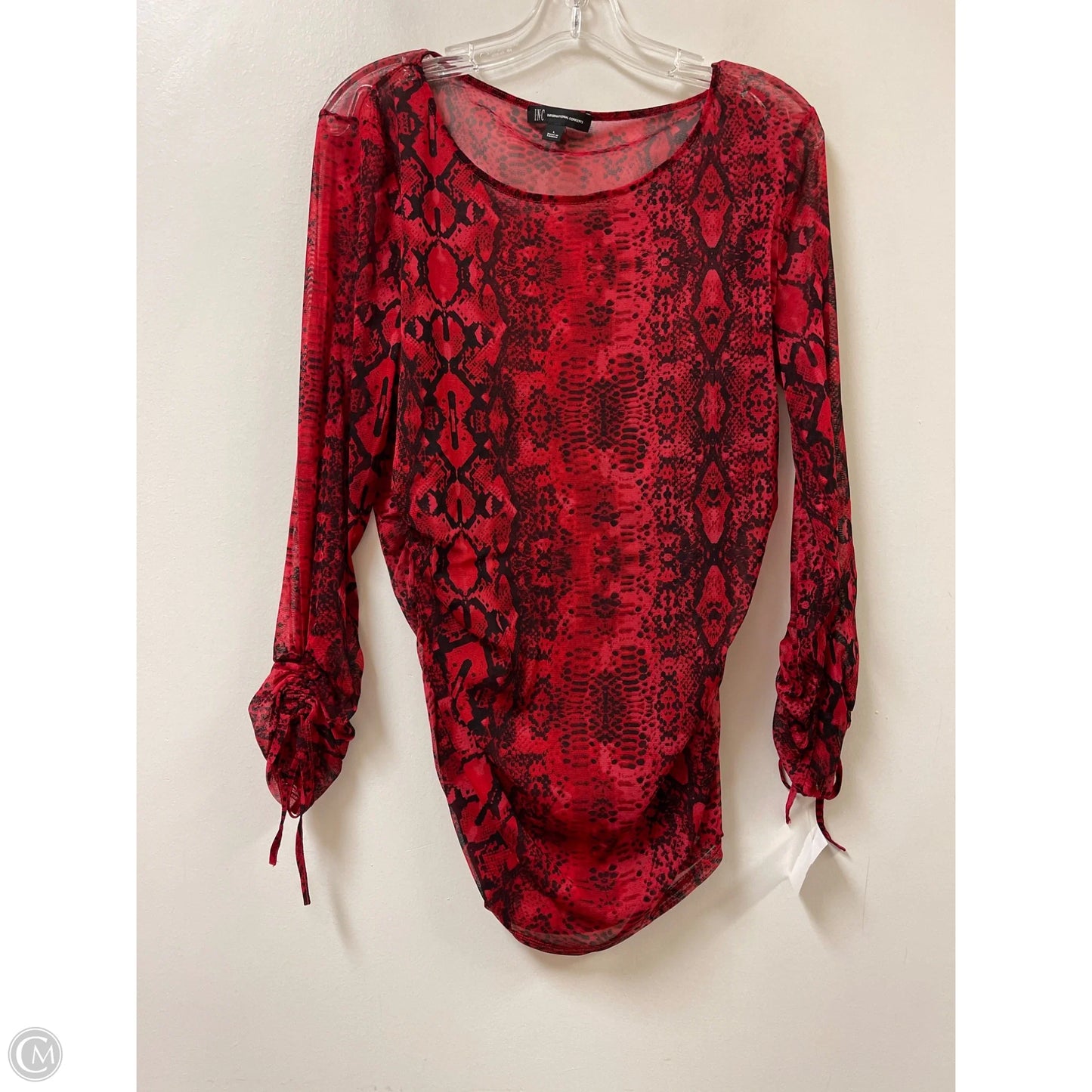 Top Long Sleeve By Inc In Red, Size: L