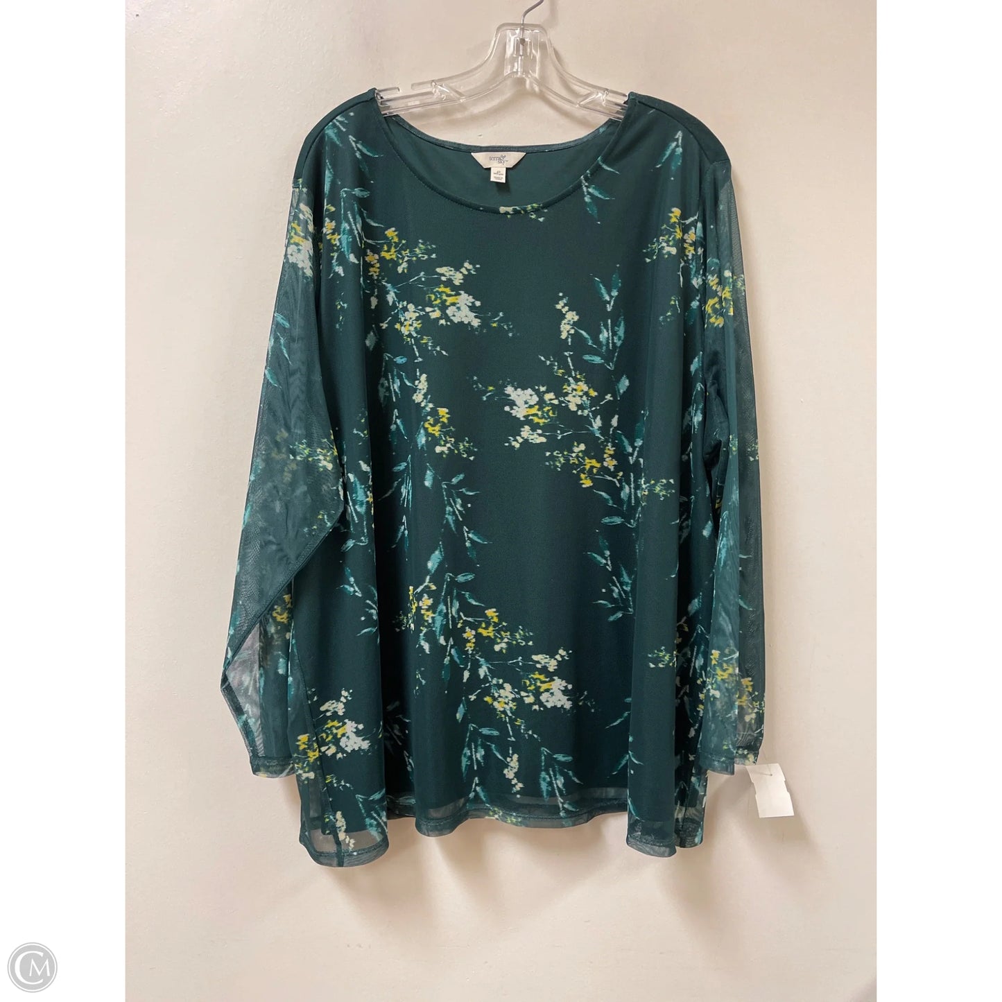 Top Long Sleeve By Terra & Sky In Green, Size: 4x