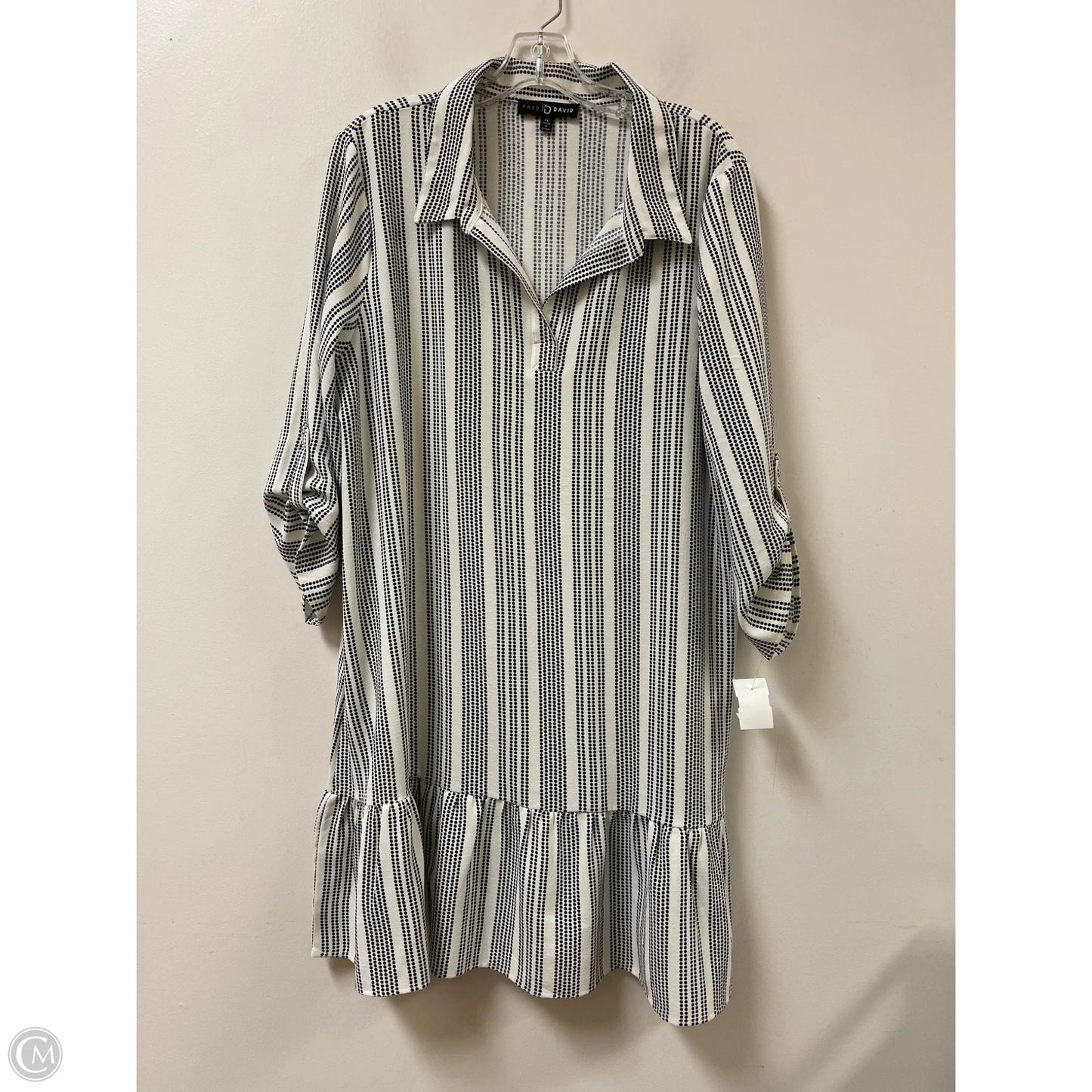 Dress Casual Midi By Fred David In Black & White, Size: Xl