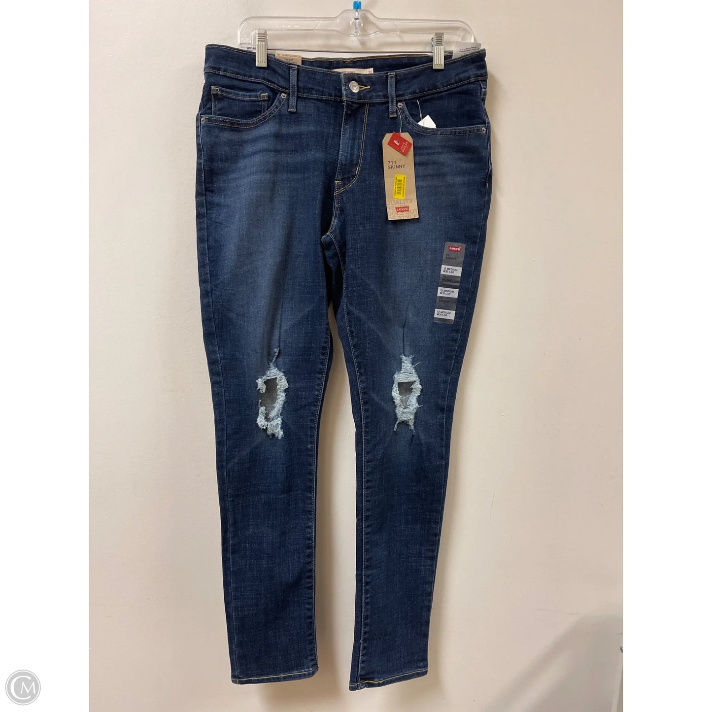 Jeans Skinny By Levis In Blue Denim, Size: 12
