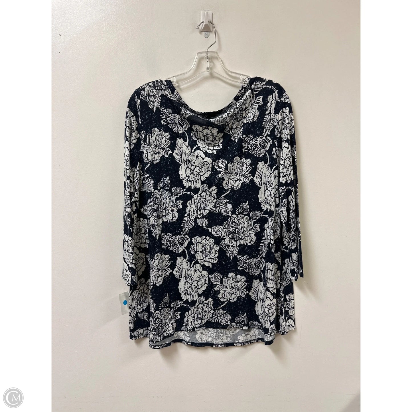 Top Long Sleeve By Talbots In Blue & White, Size: Large