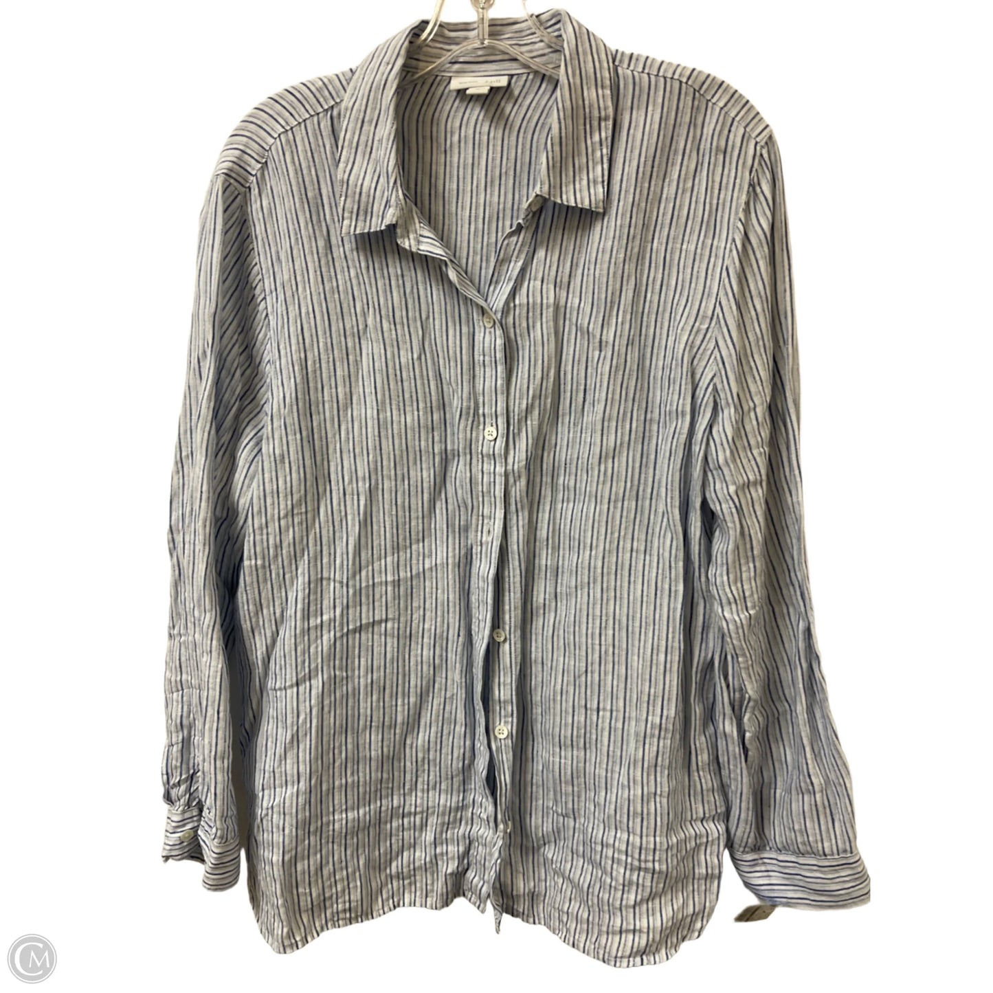 Blouse Long Sleeve By J. Jill In Blue & White, Size: M