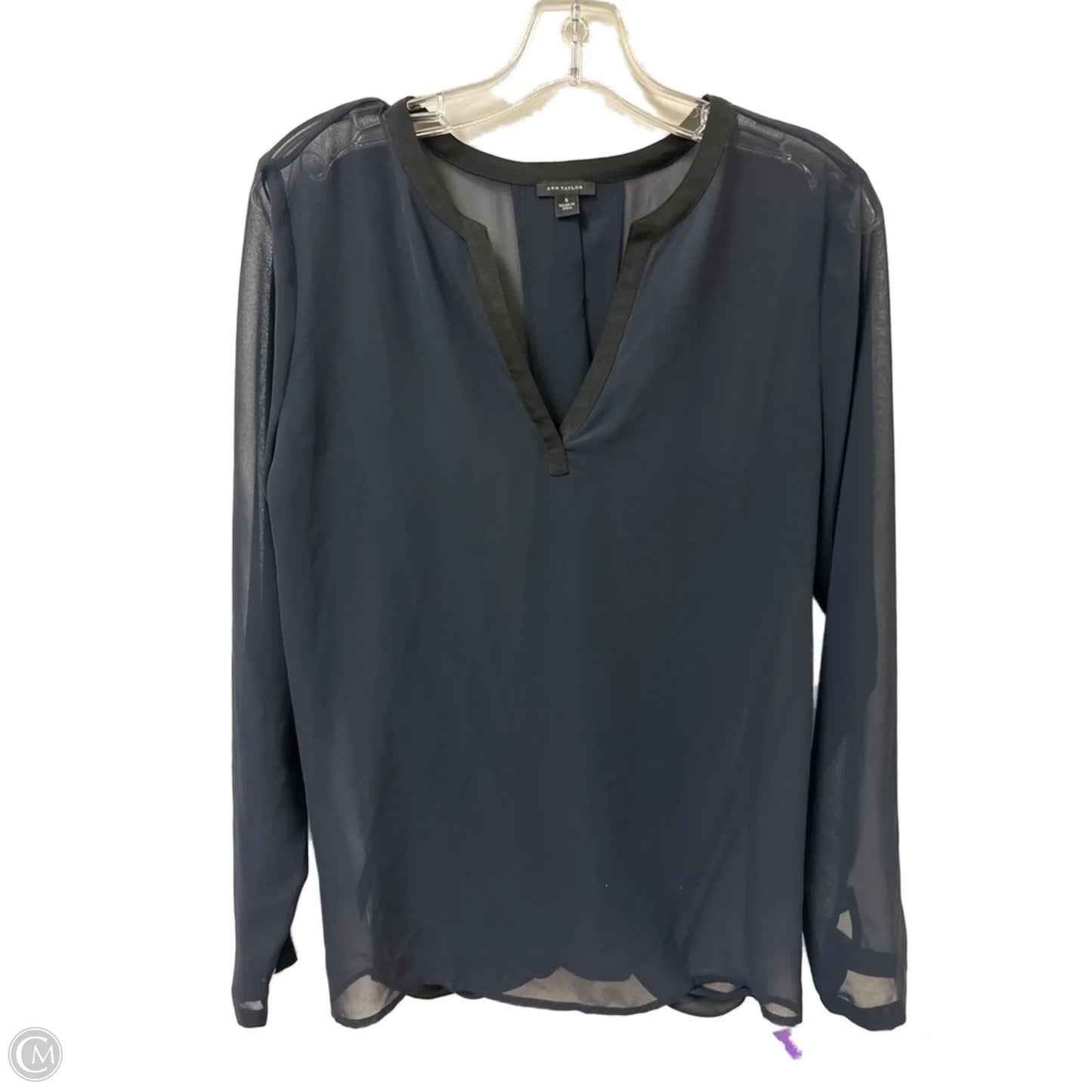 Top Long Sleeve By Ann Taylor In Navy, Size: S