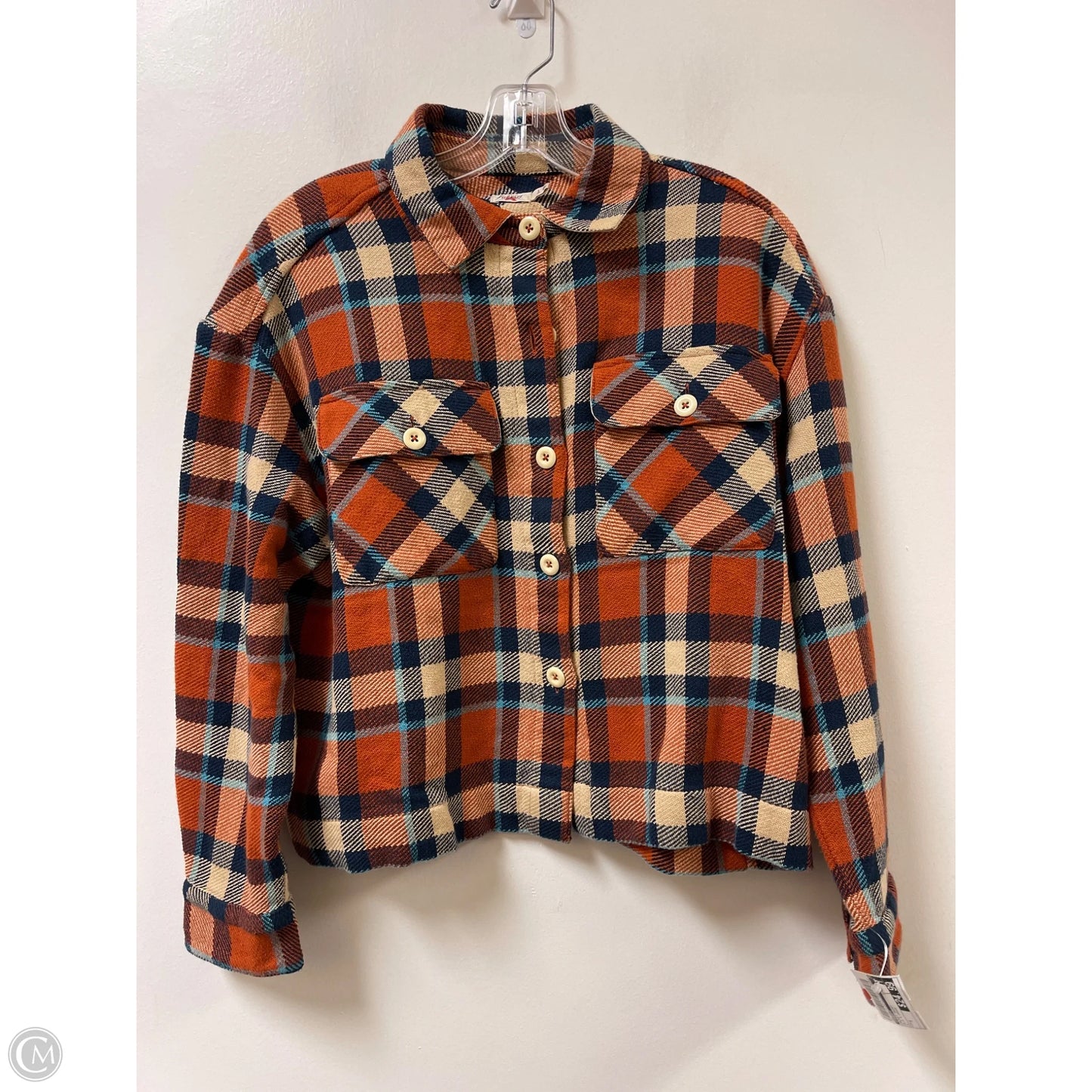 Jacket Shirt By Faherty In Blue & Orange, Size: S