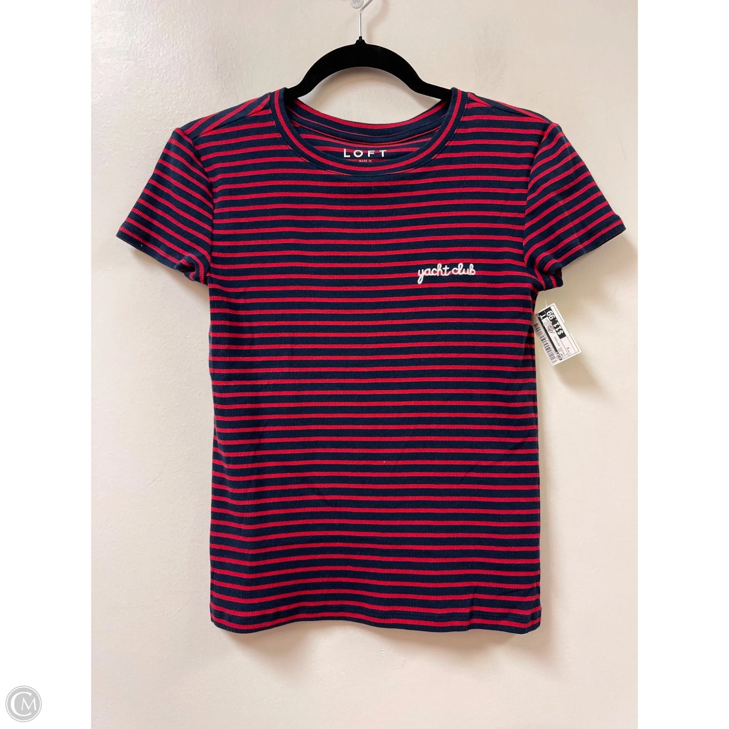 Top Short Sleeve By Loft In Striped Pattern, Size: S