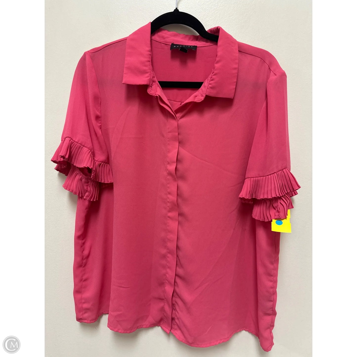 Top Short Sleeve By Premise In Pink, Size: Xl