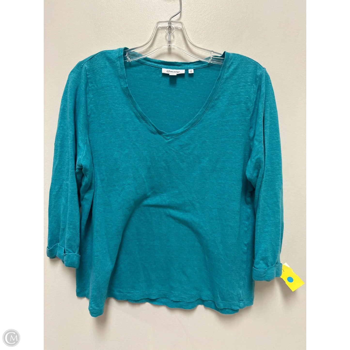 Top Long Sleeve By Chicos In Aqua, Size: M