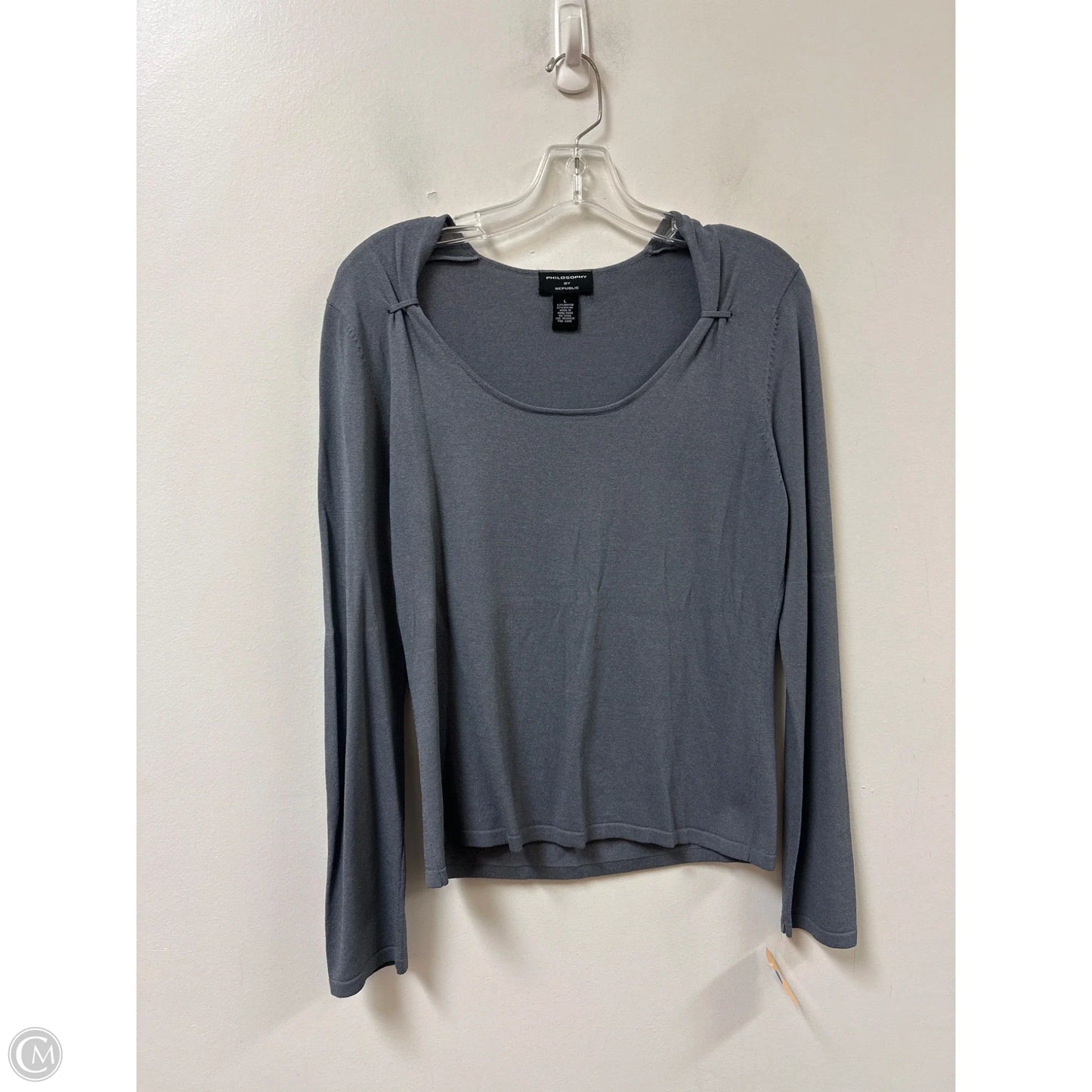 Top Long Sleeve By Philosophy In Grey, Size: L