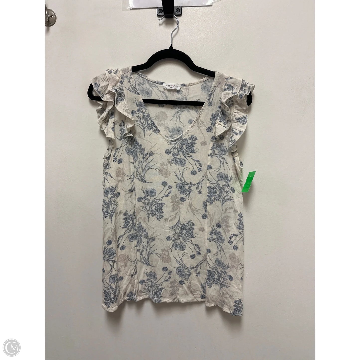 Top Short Sleeve By First Love In Blue & Cream, Size: S