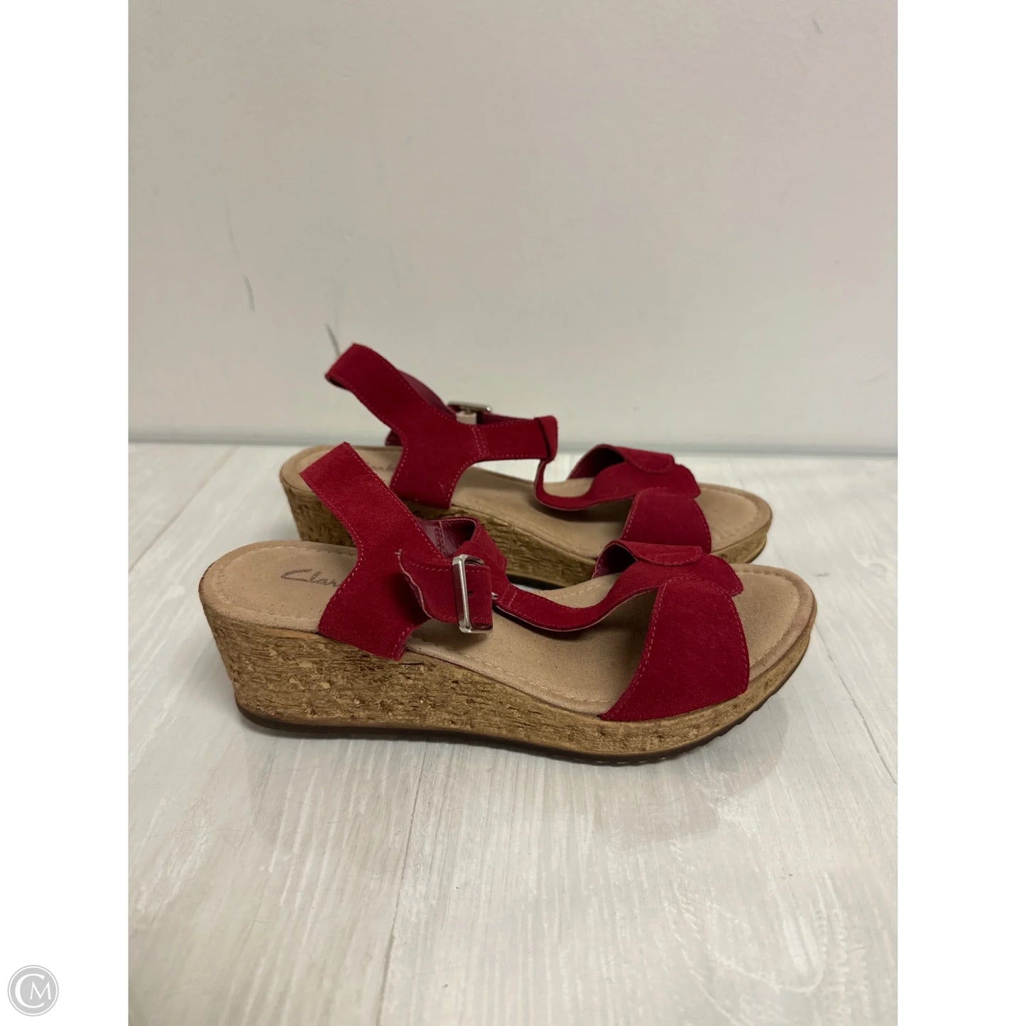 Shoes Heels Wedge By Clarks In Red, Size: 7.5