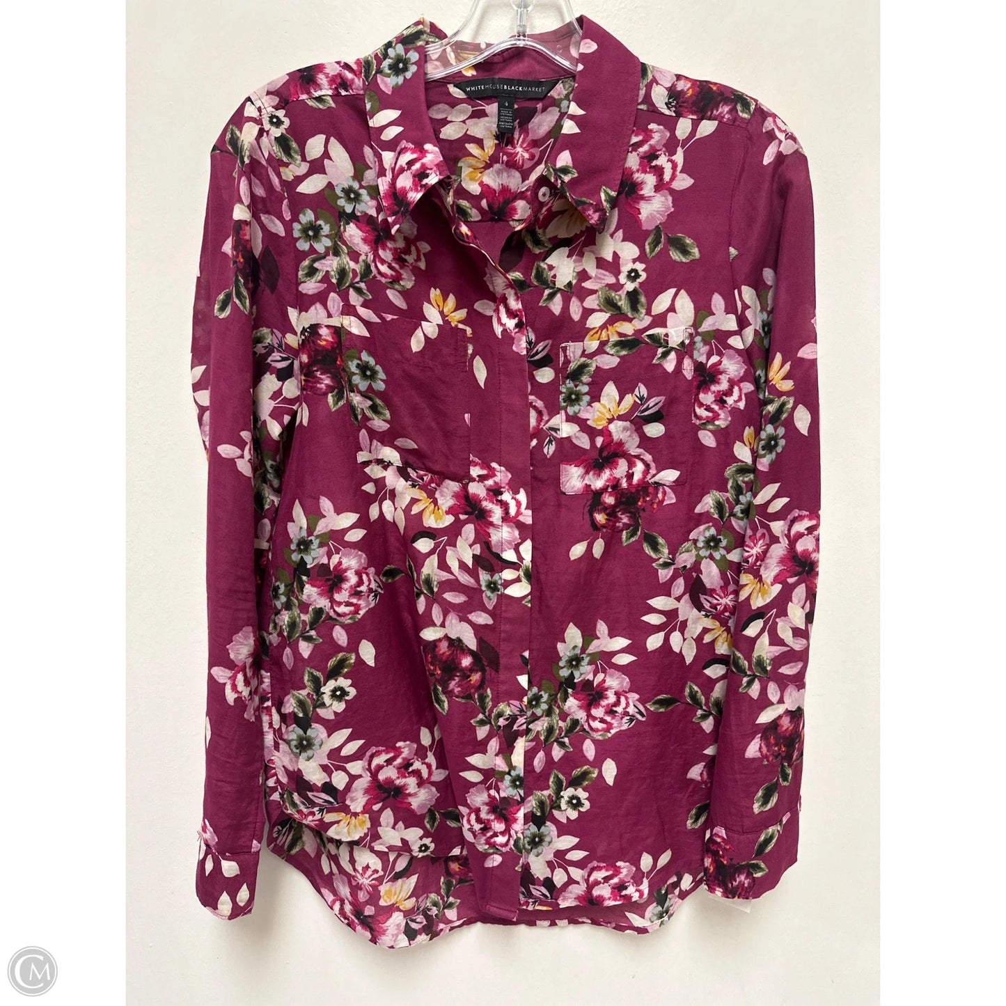 Blouse Long Sleeve By White House Black Market In Floral Print, Size: S