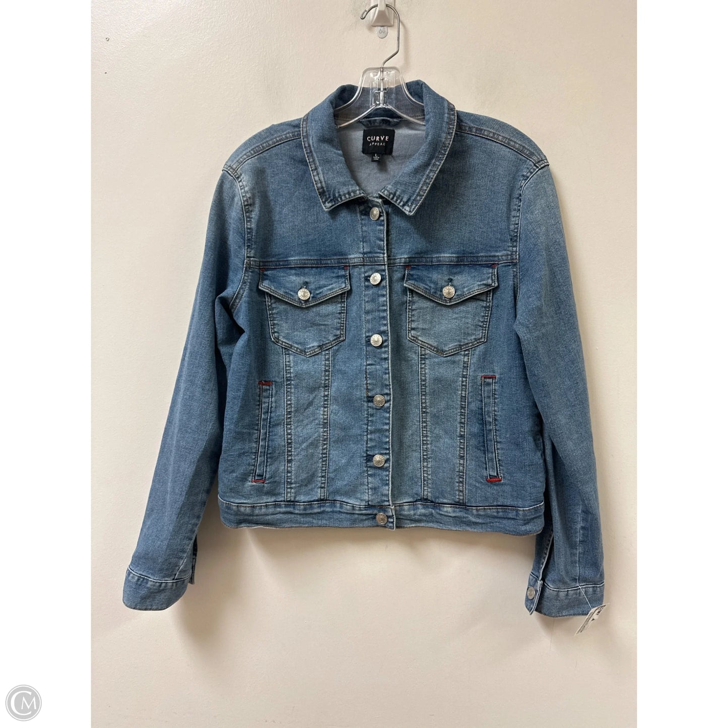 Jacket Denim By Curve Appeal In Blue Denim, Size: L