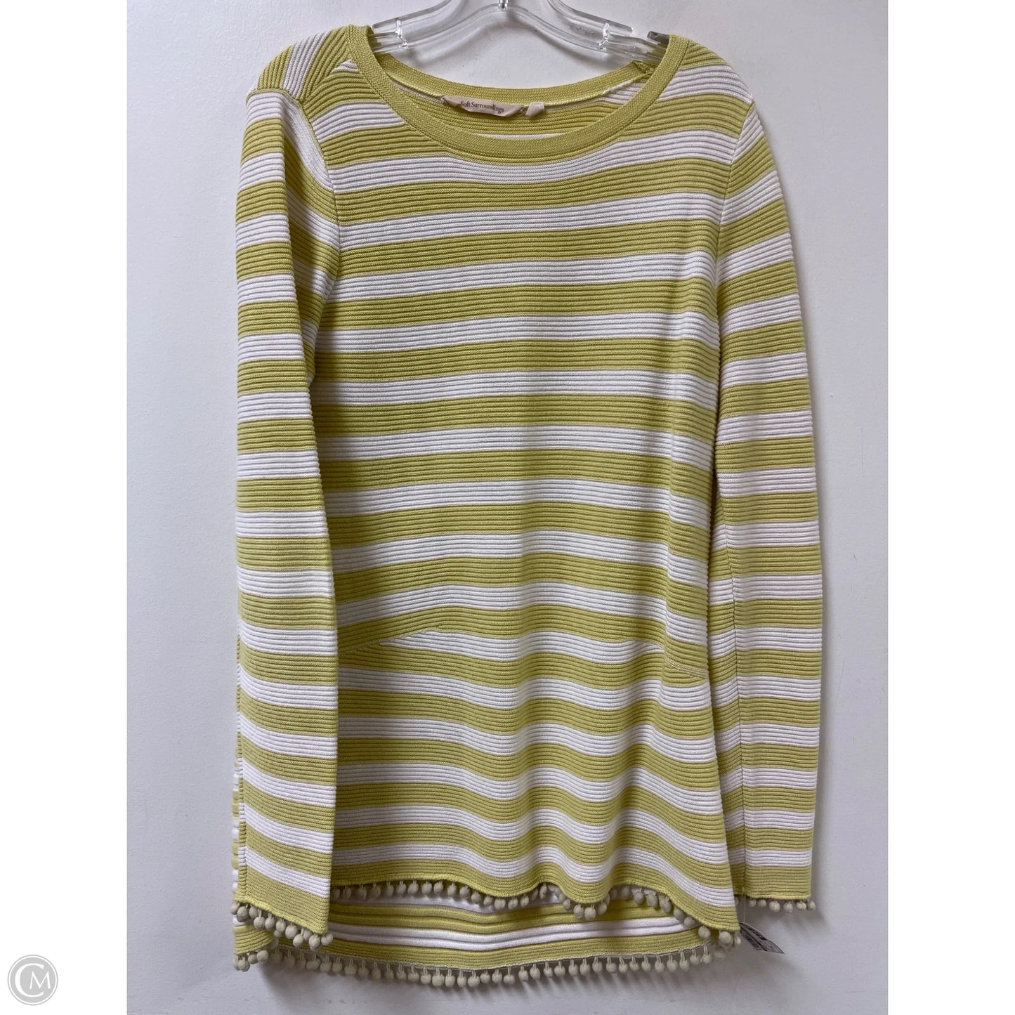 Tunic Long Sleeve By Soft Surroundings In White & Yellow, Size: M