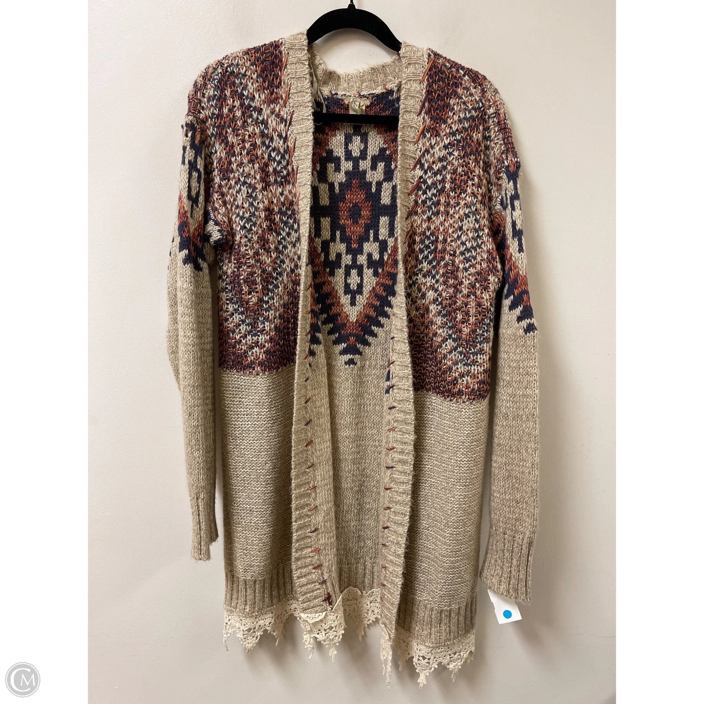 Sweater Cardigan By Gimmicks In Beige, Size: L
