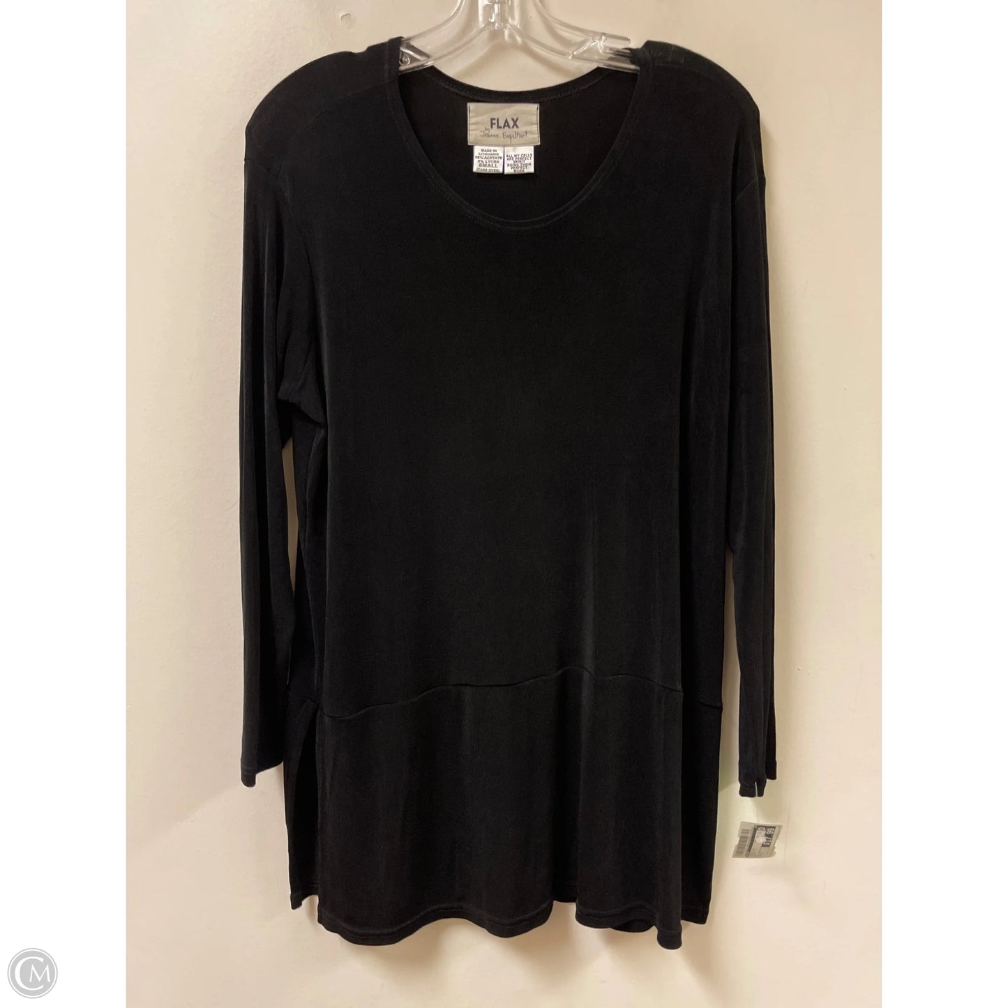 Tunic Long Sleeve By Flax In Black, Size: S
