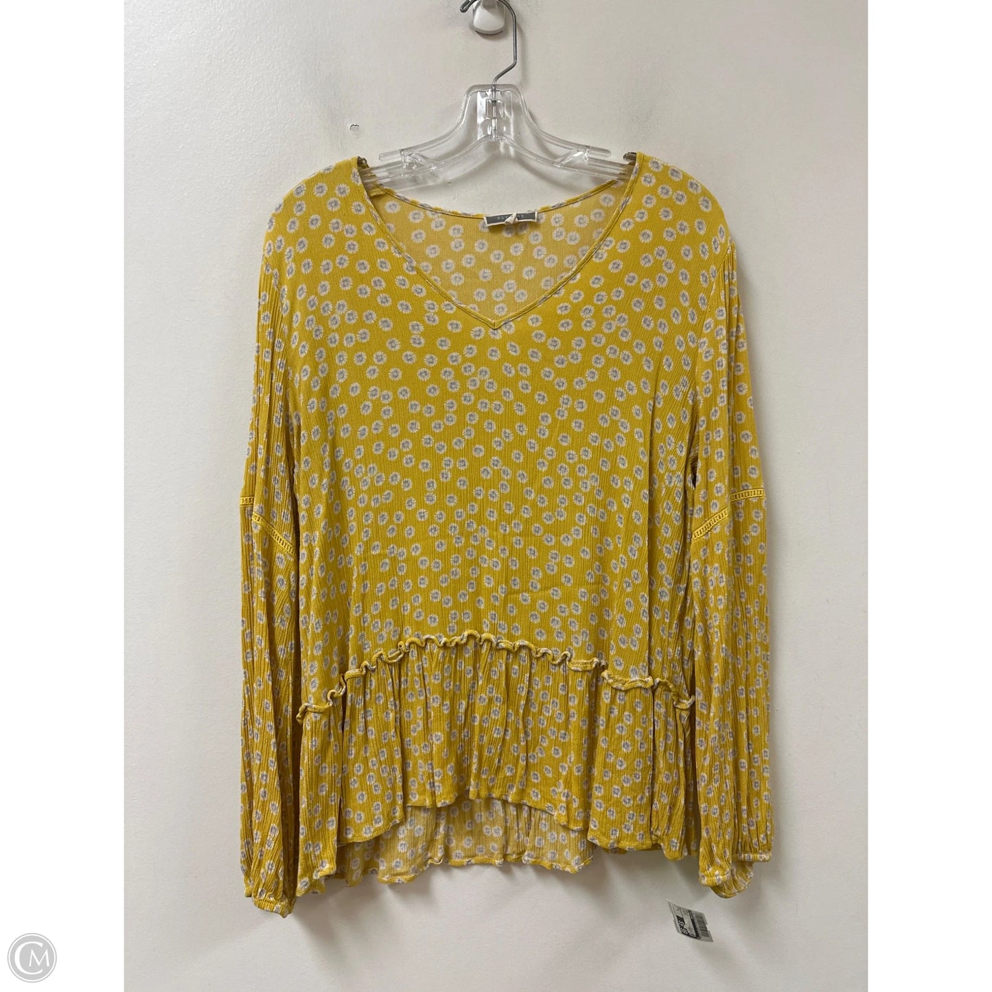 Top Long Sleeve By Pleione In Yellow, Size: L