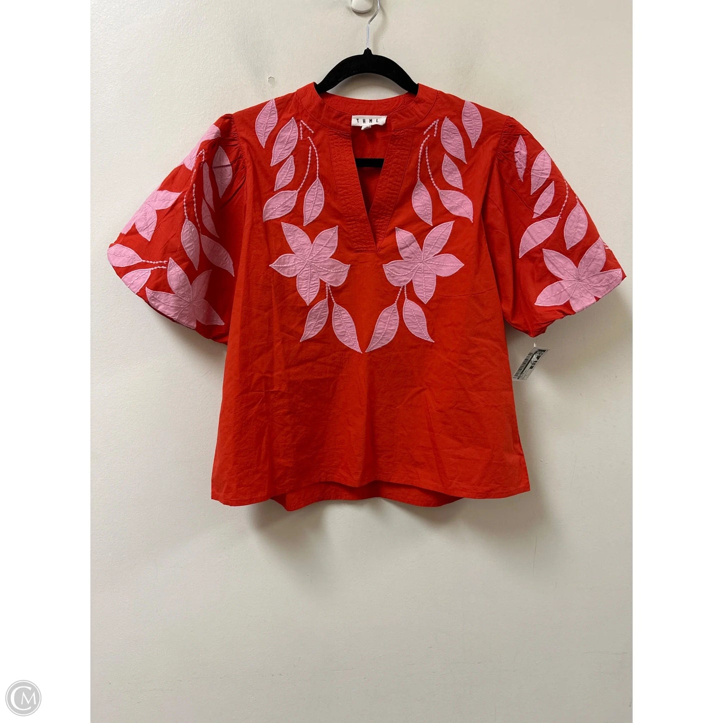 Top Short Sleeve By Thml In Pink & Red, Size: S