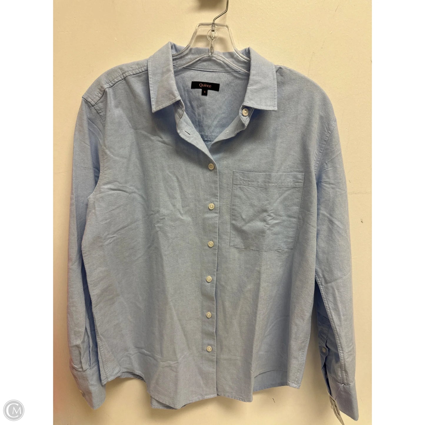 Blouse Long Sleeve By Quince In Blue, Size: S