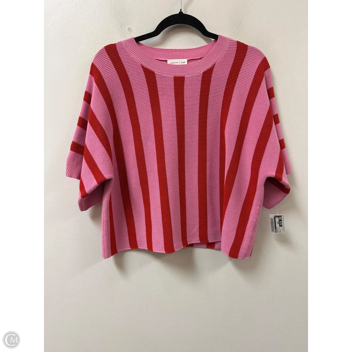 Sweater Short Sleeve By Entro In Pink & Red, Size: S