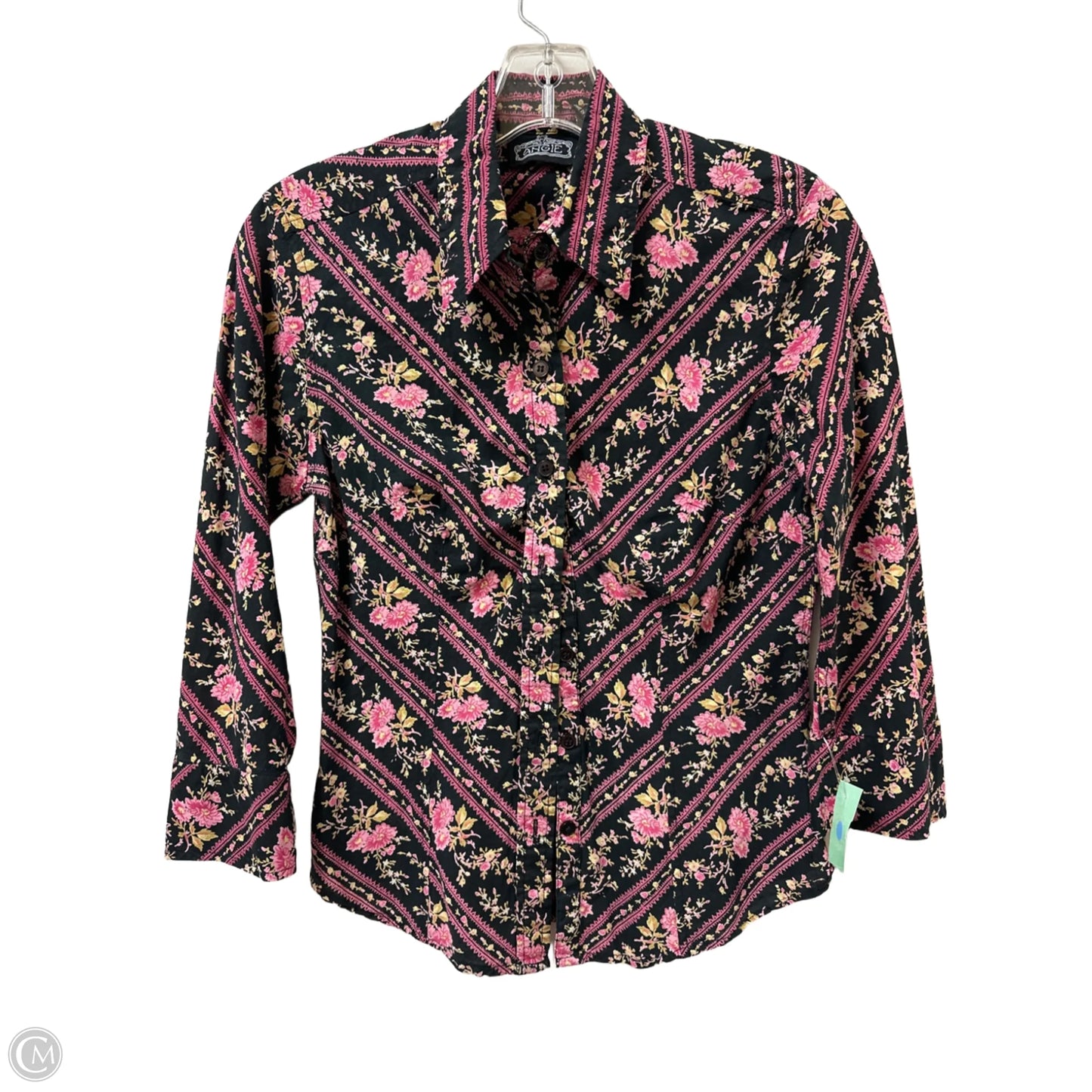Top Long Sleeve By Angie In Black & Pink, Size: M